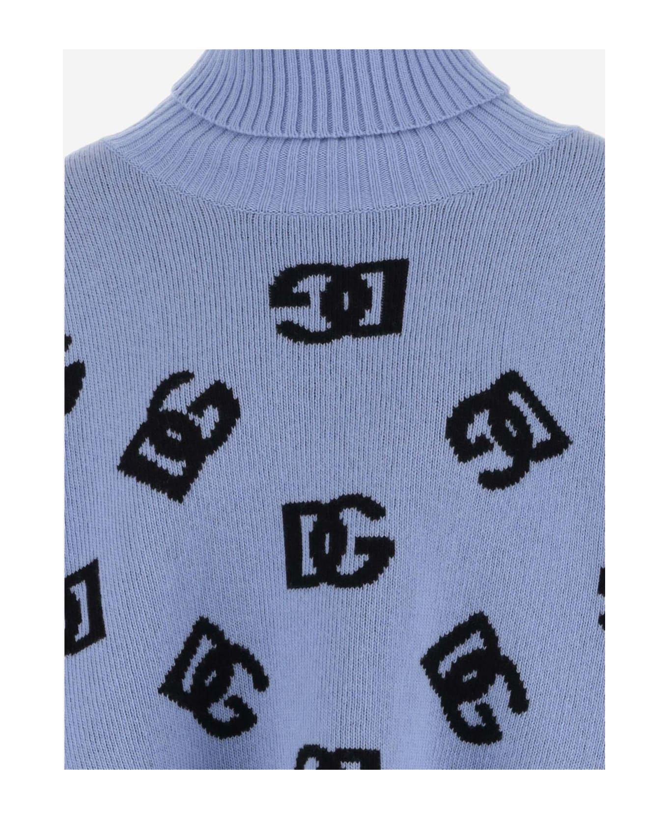 Dolce 
Gabbana Blue And Black Wool Dress - Light Blue