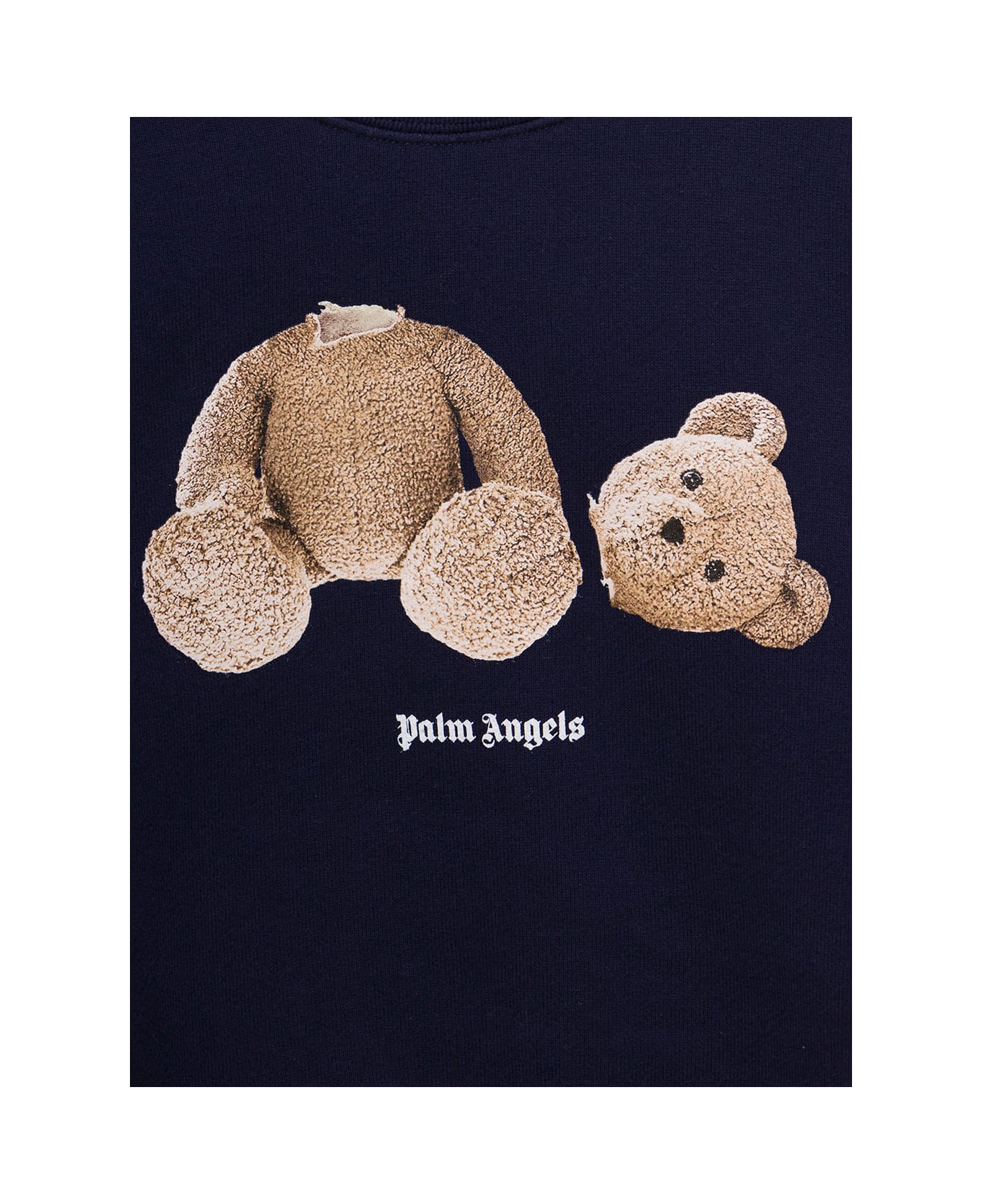 Palm Angels Teddy Bear Printed Blue Cotton Sweatshirt Boy Palm Angels Kids - Blue ニットウェア＆スウェットシャツ