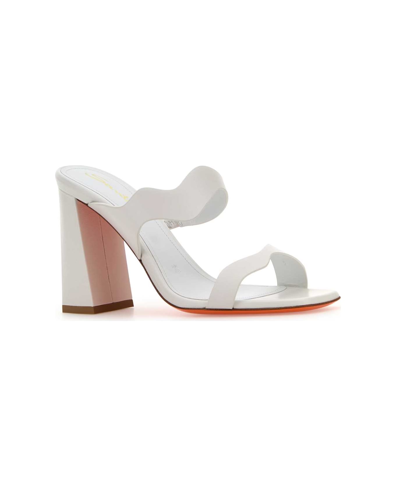 Santoni White Leather Adriatica Mules - I80
