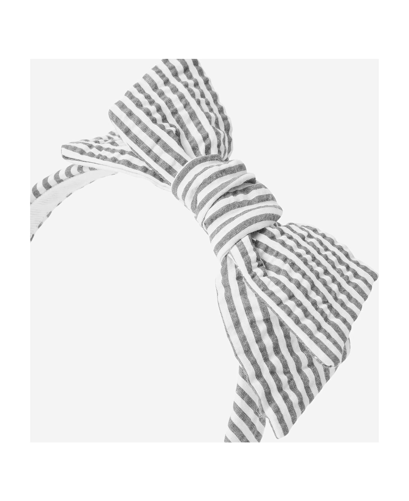 Il Gufo Seersucker Headband With Bow - Grey