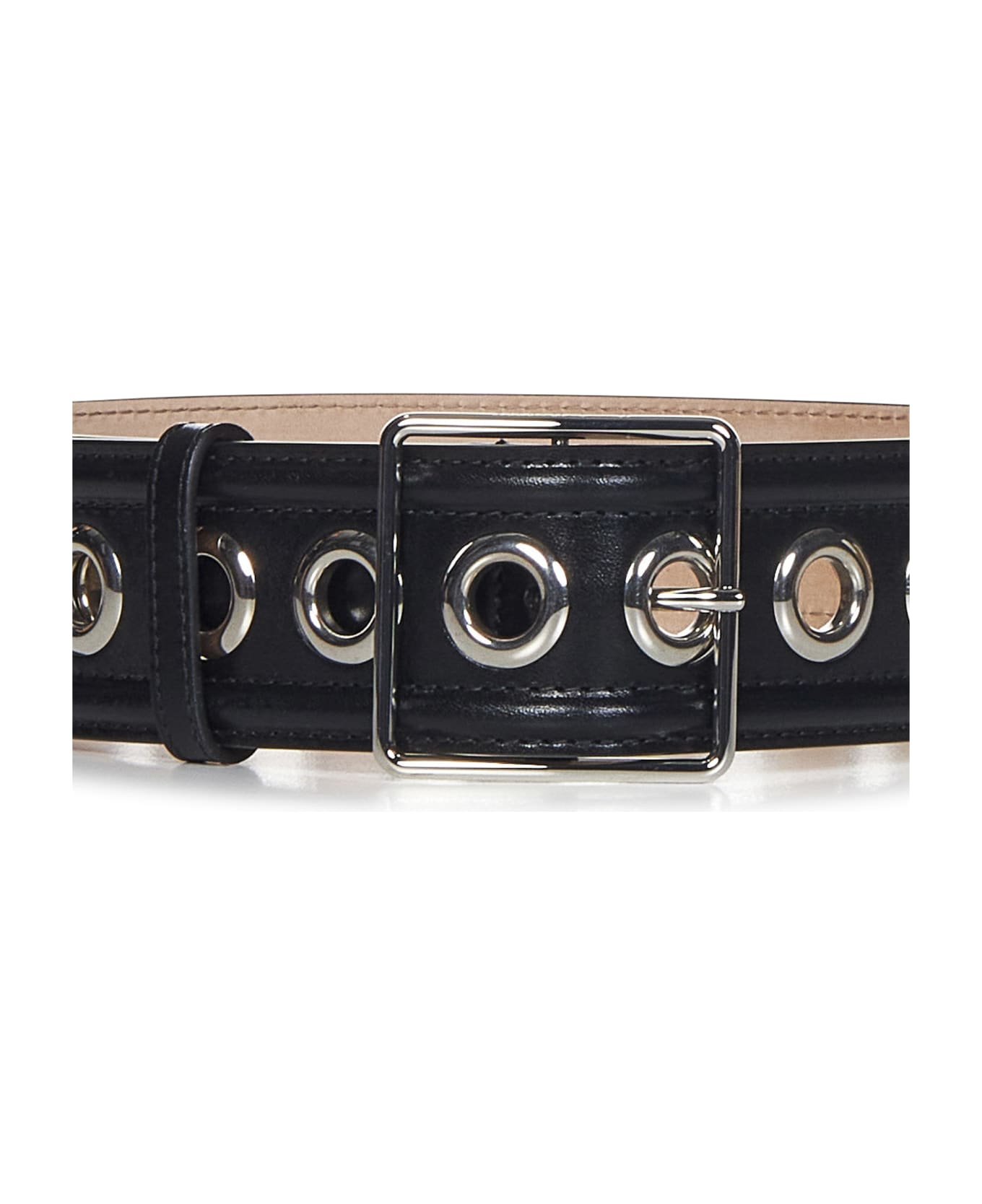 Alexander McQueen Medium Black Belt With Eyelets - Nero