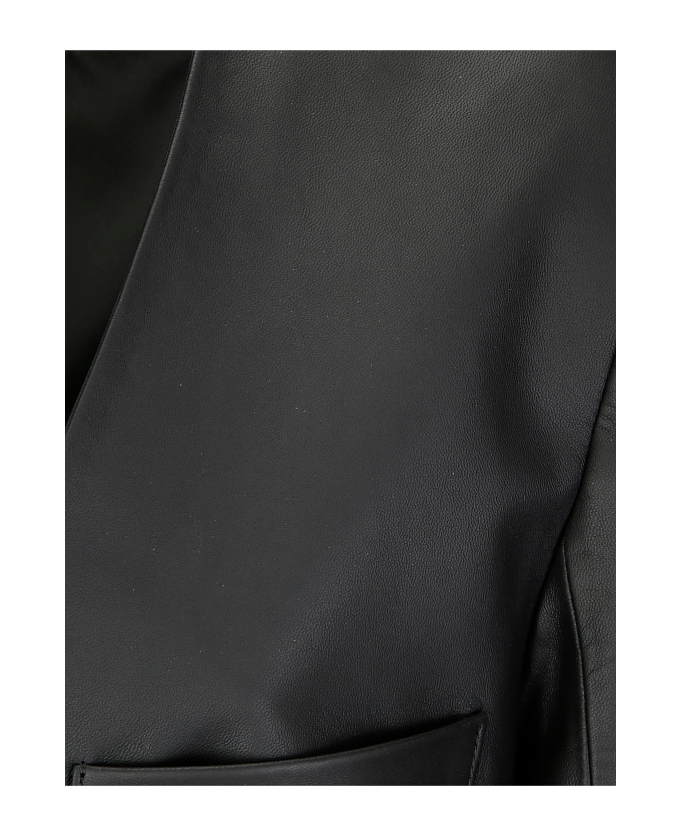 Desa 1972 Leather Cardigan Blazer - BLACK