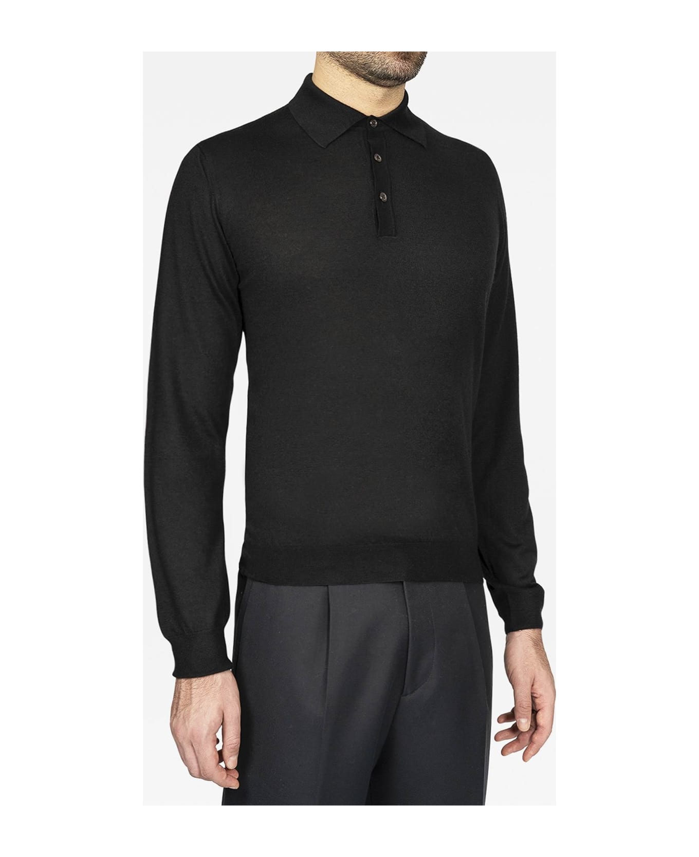 Larusmiani Long Sleeve Polo 'coppa Europa' Sweater - Black