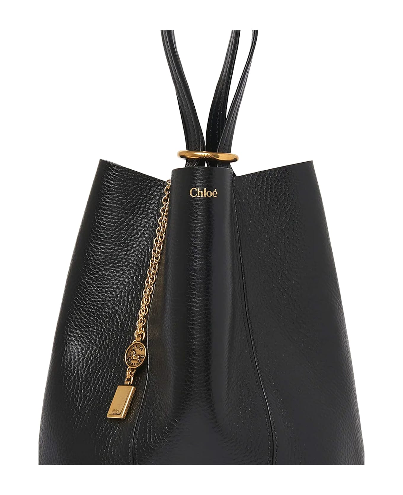 Chloé Spin Leather Shoulder Bag - Black