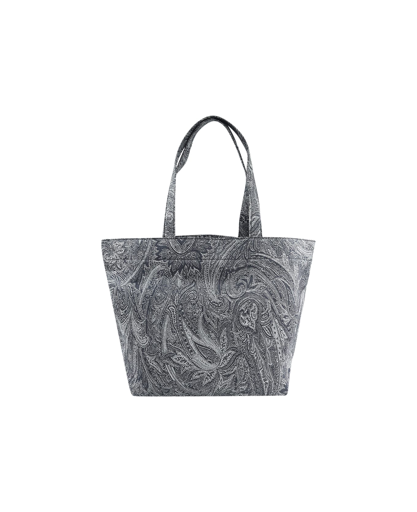 Etro Navy Blue Large Tote Bag With Paisley Jacquard Motif - Blue