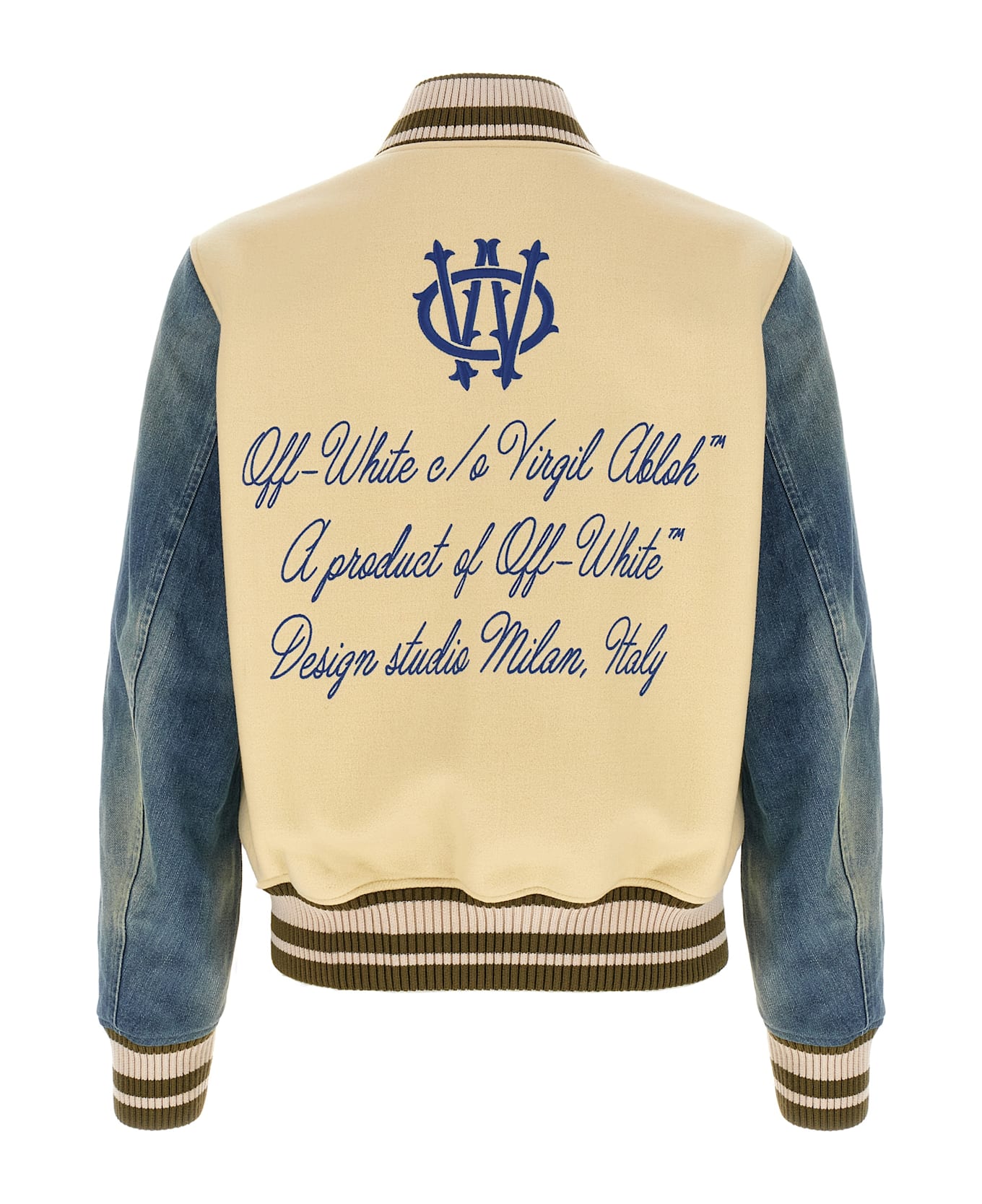 Off-White 'gothic Wool Denim Varsity' Bomber Jacket - Multicolor