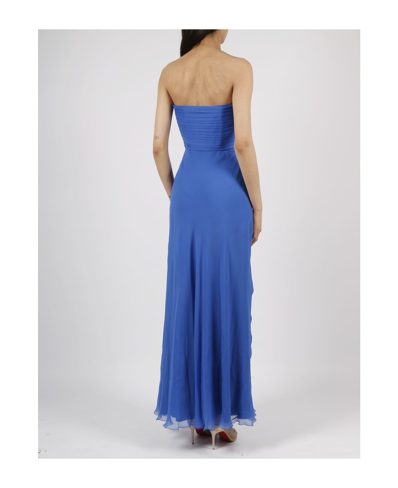 Alberta Ferretti Organic Chiffon Long Dress - Blue ワンピース＆ドレス