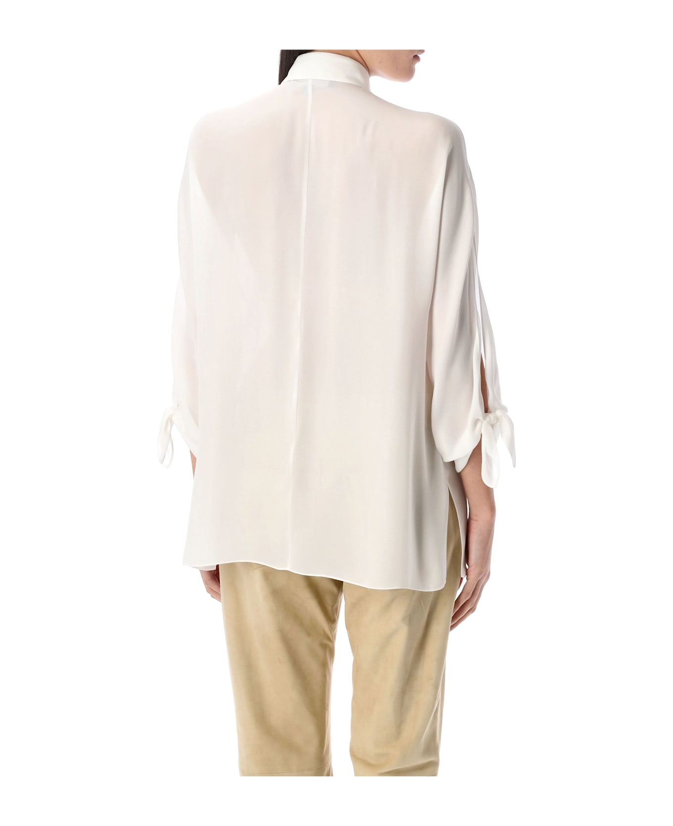Ralph Lauren Karen Silk Georgette Blouse - CREAM