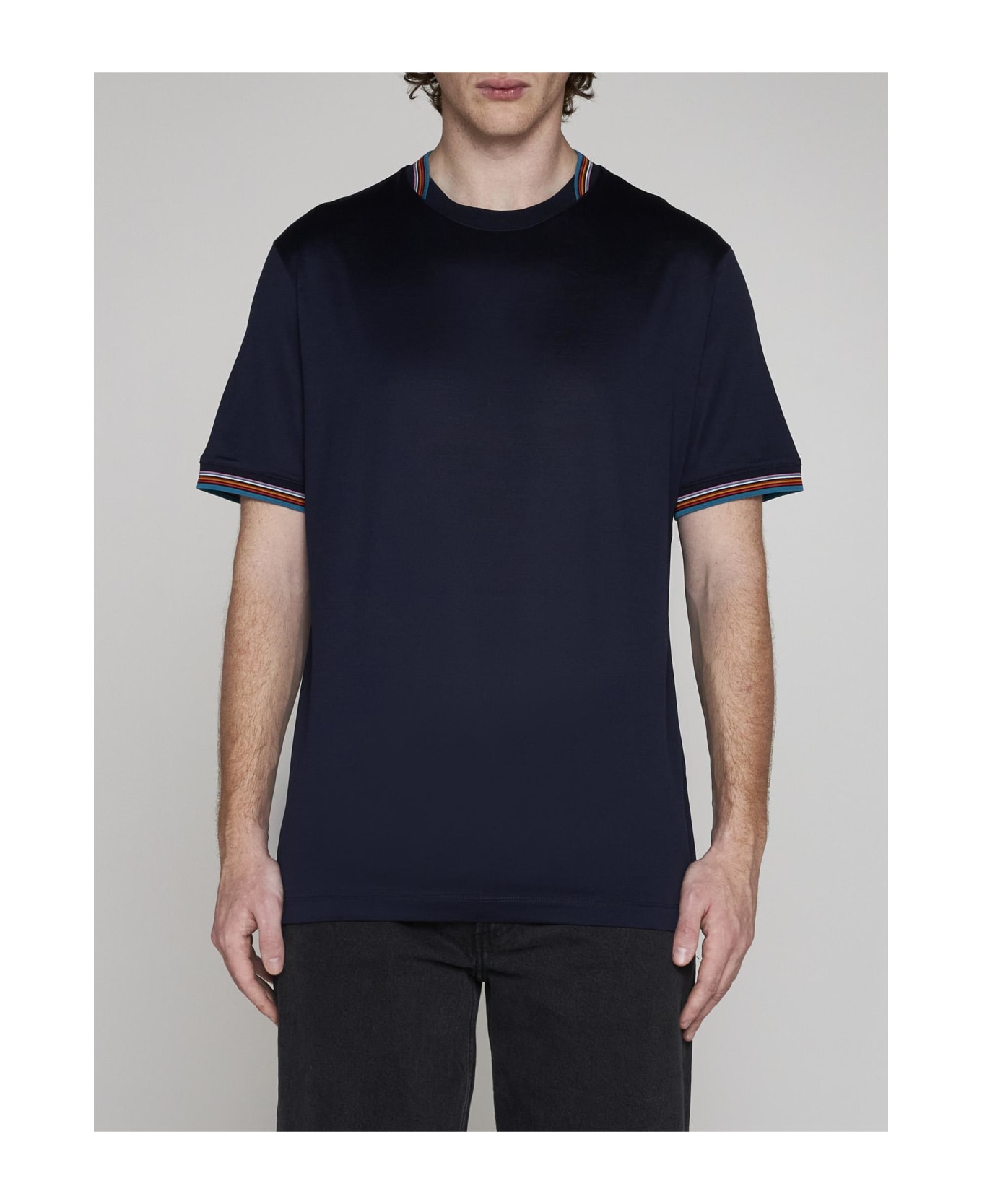 Paul Smith Stripe Detail Cotton T-shirt - NAVY