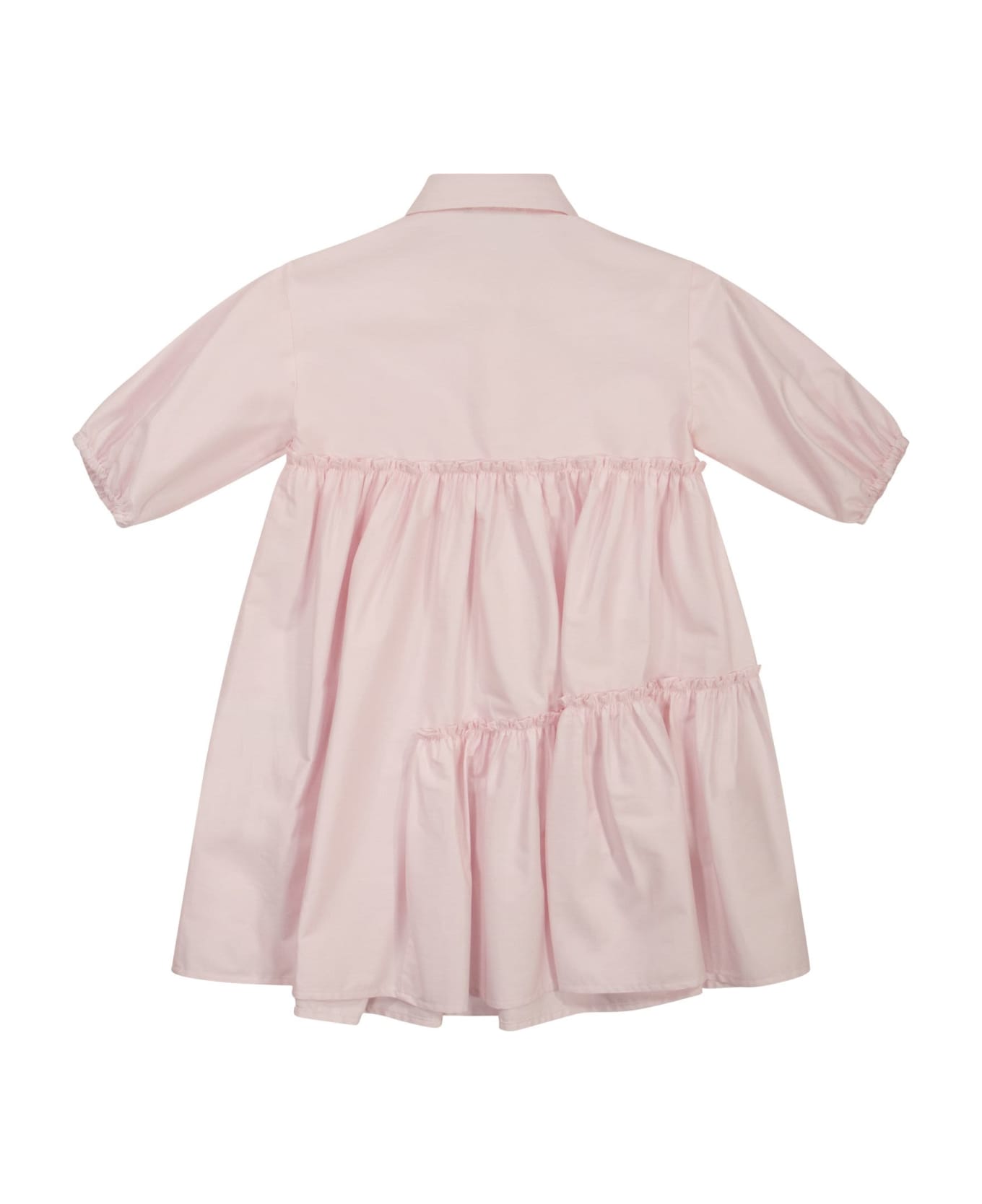 Il Gufo Cotton Satin Dress With Ruffles - Pink