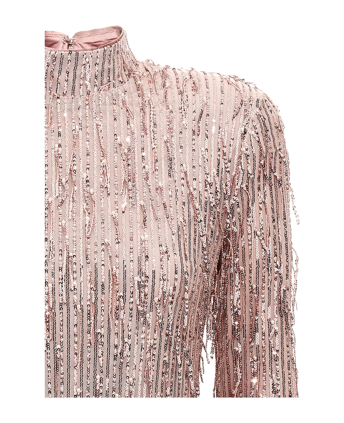 Rotate by Birger Christensen Sequin Fringe Mini Dress - PINK