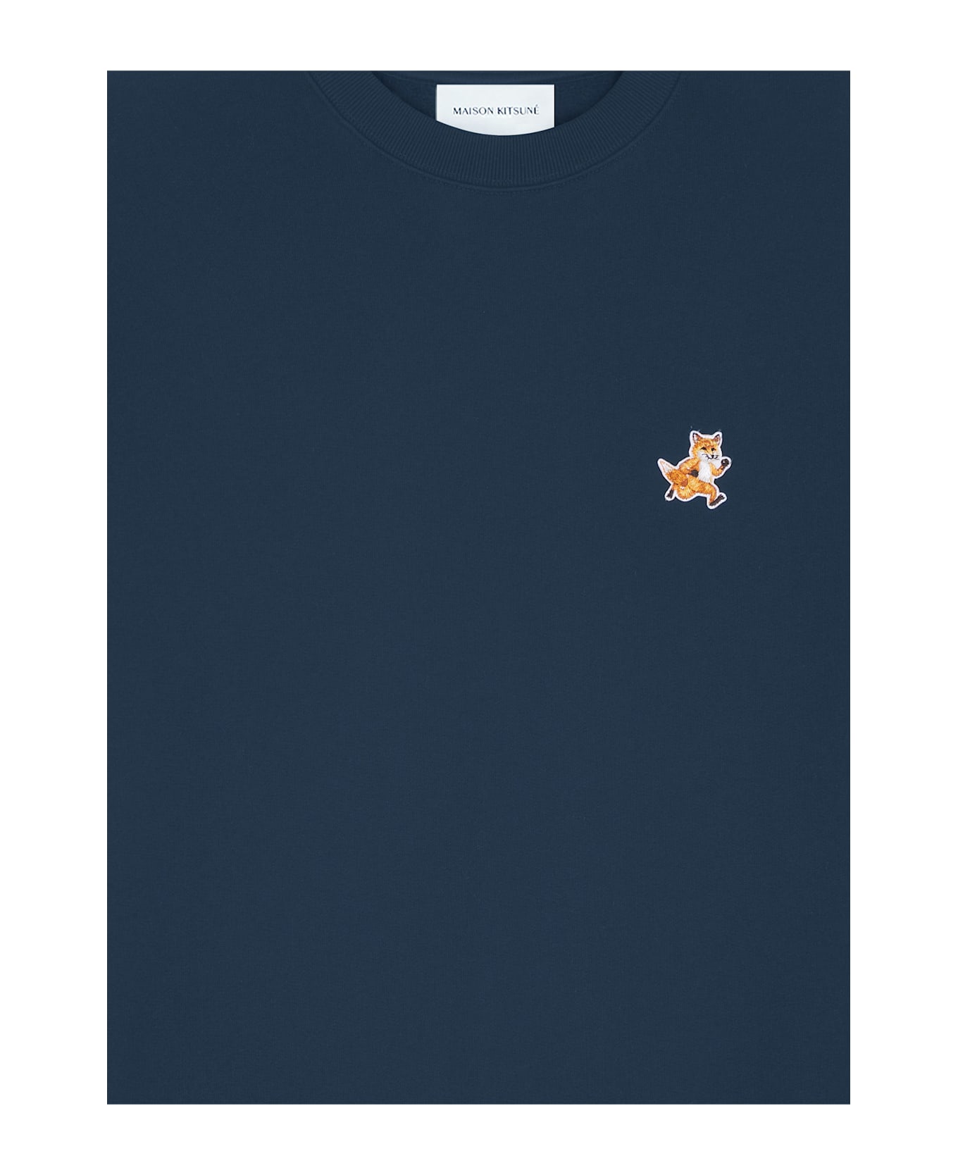 Maison Kitsuné Cotton Sweatshirt With Speedy Fox Patch - Blue