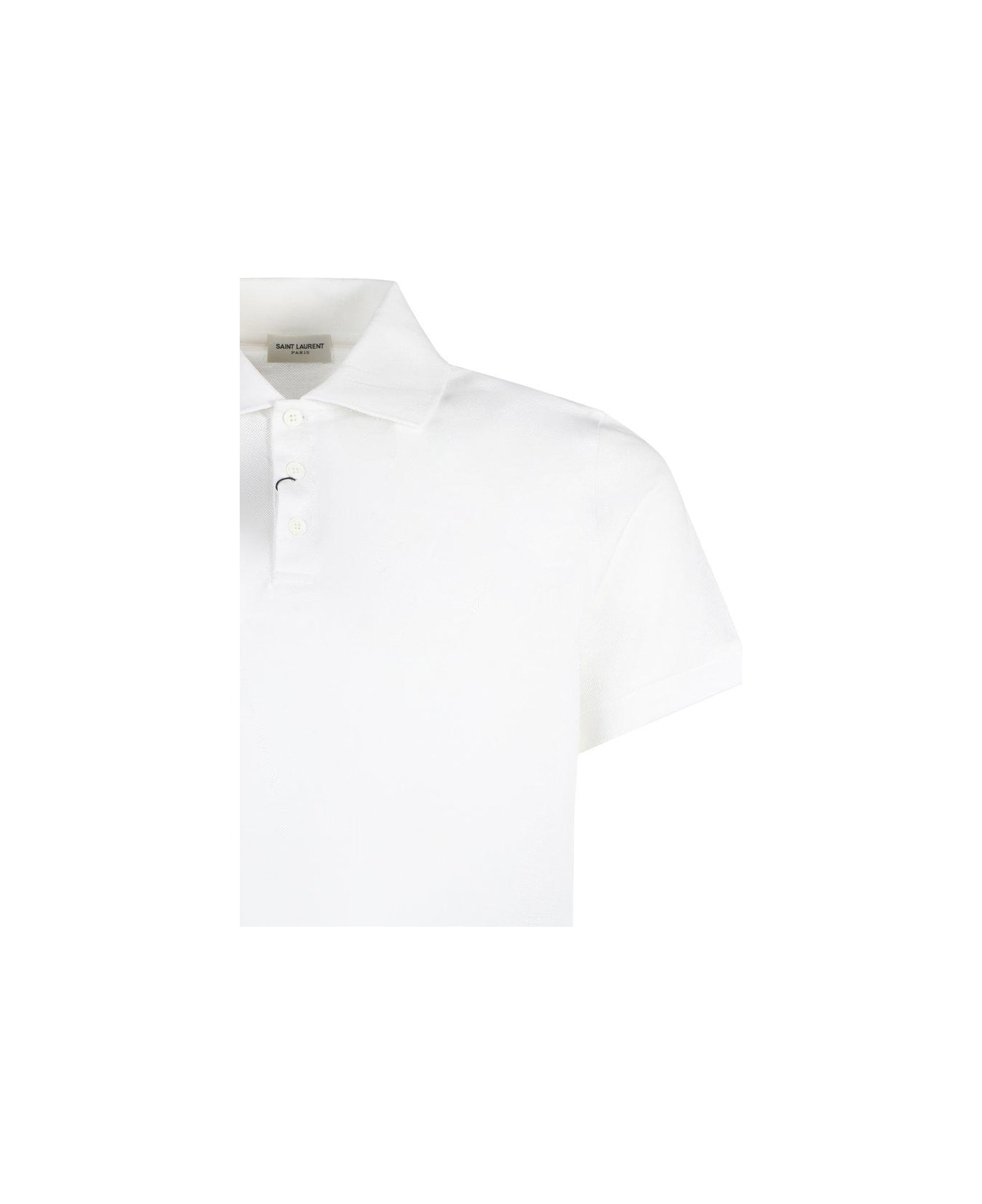Saint Laurent Buttoned Short-sleeved Polo Shirt - Blanc