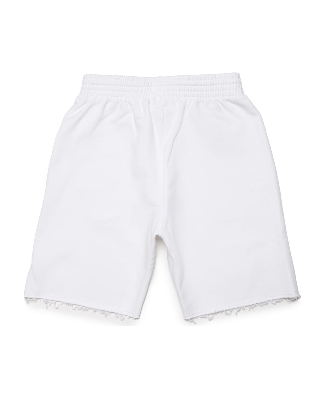 MM6 Maison Margiela Mm6p72u Shorts Maison Margiela White Straight-leg Fleece Shorts With Logo - M6100