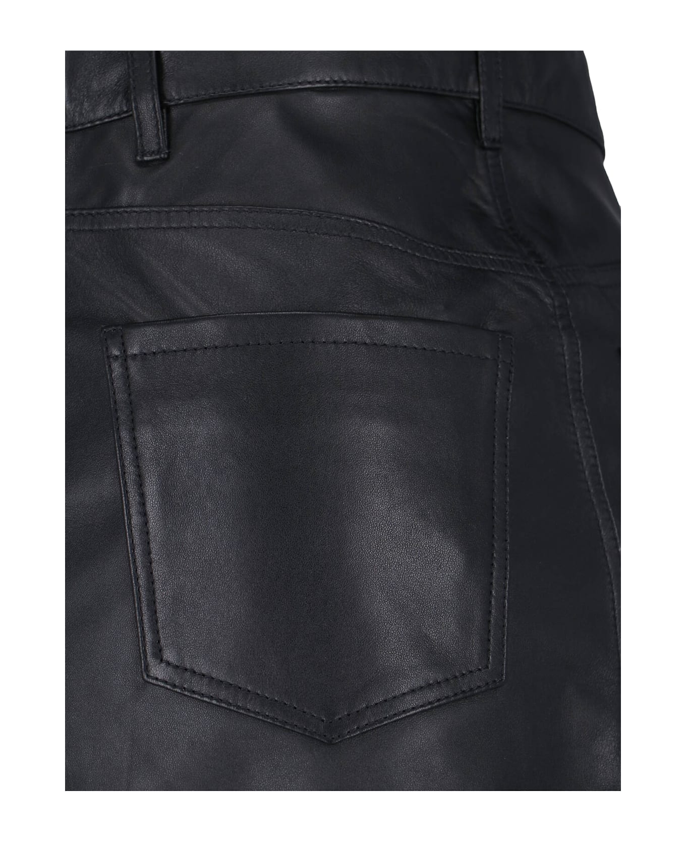 Victoria Beckham Leather Midi Skirt - BLACK