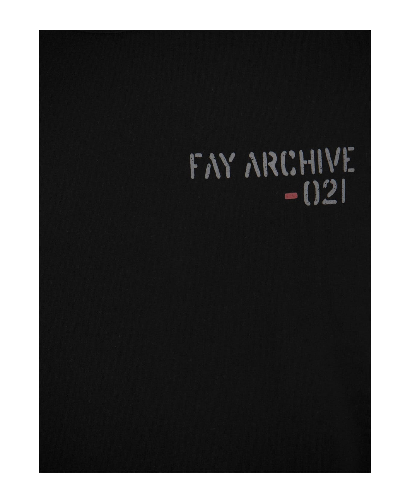 Fay Crew-neck T-shirt With Logo - Black