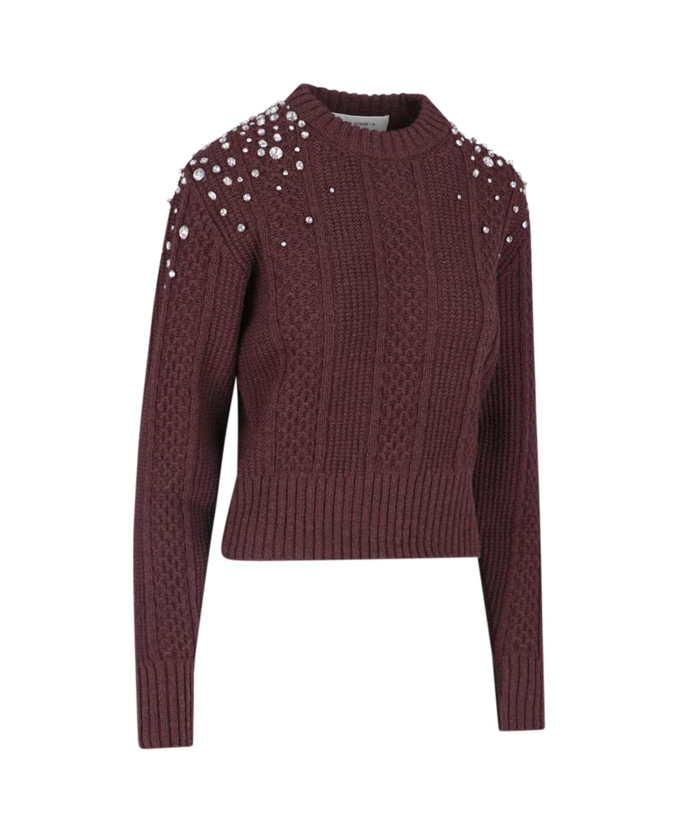 Golden Goose Crystal Crop Sweater - Brown