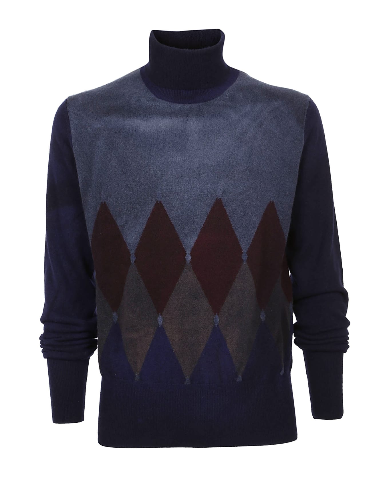Ballantyne Gray Cashmere Argyle Intarsia Knit Crew Neck Sweater main image 1