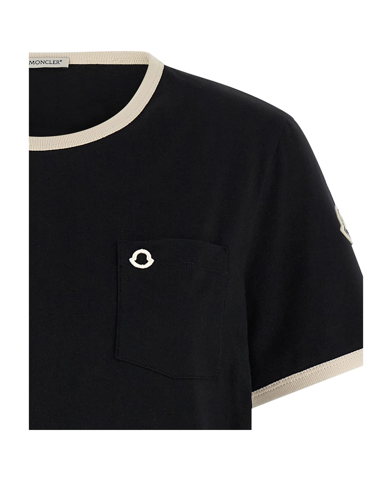 Moncler Logo Embroidery Pocket T-shirt - Black  