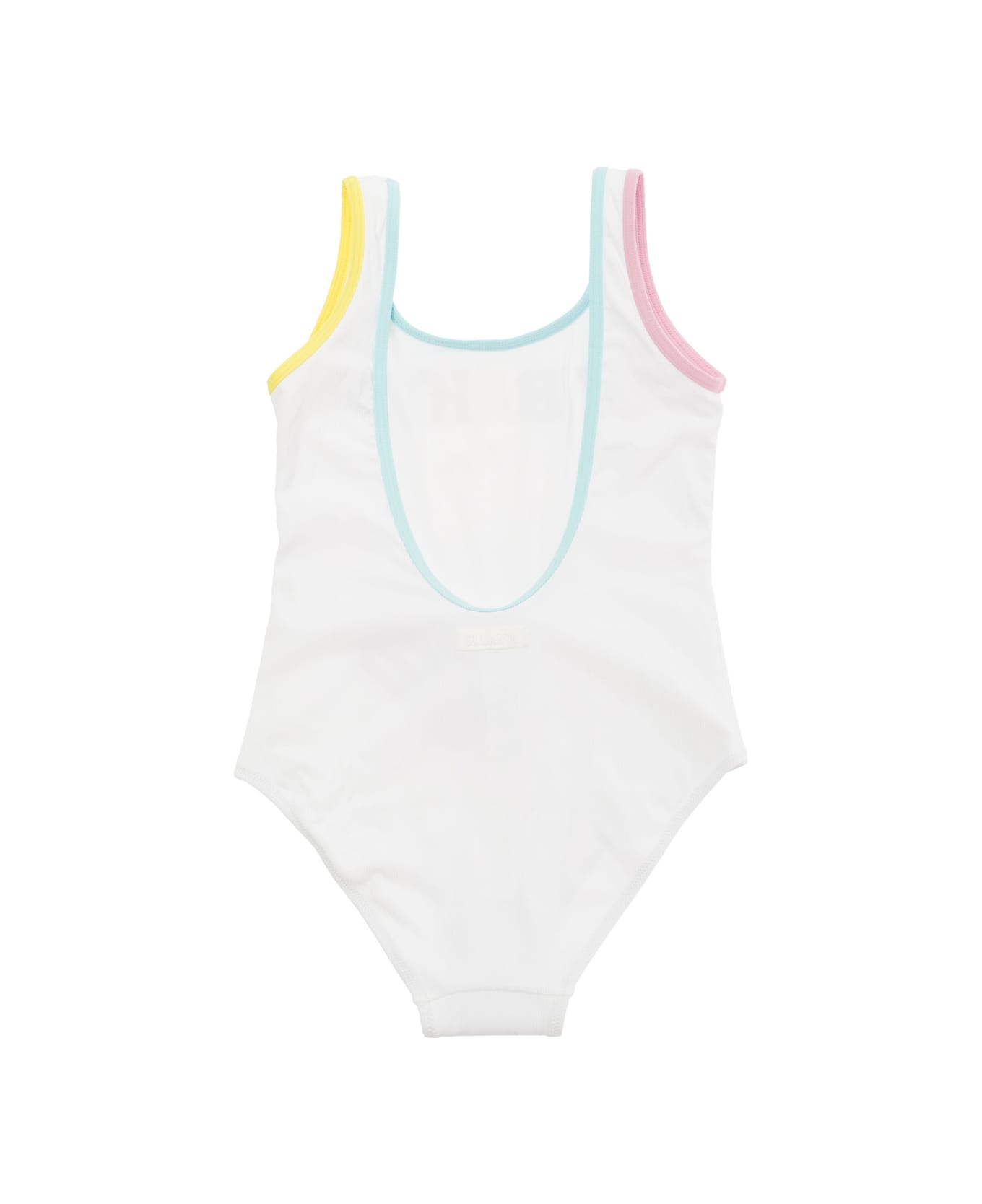 MC2 Saint Barth 'cara' White One-piece Swimsuit With Logo Lettering Detail In Stretch Polyamide Woman - Multicolor