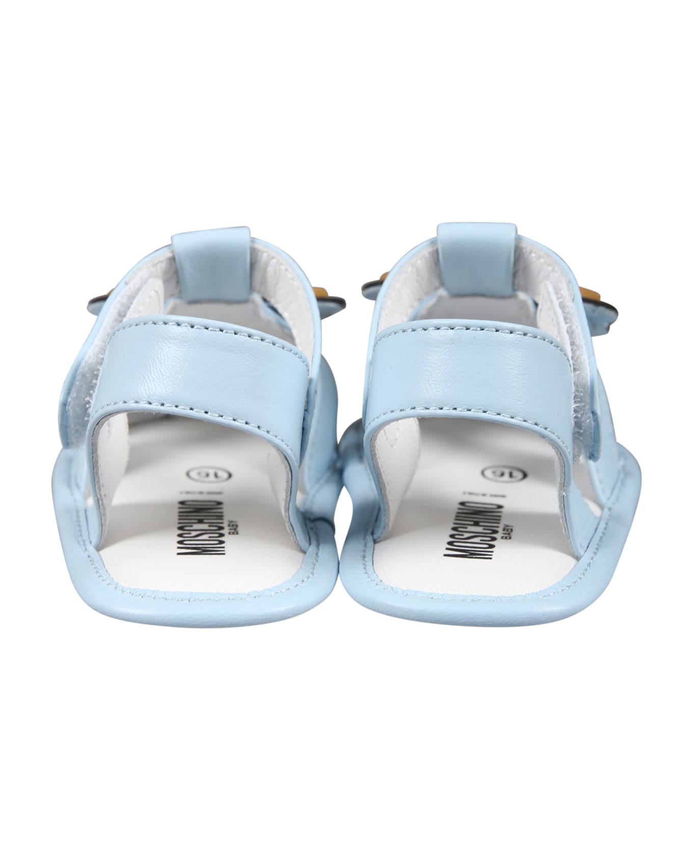 Moschino Light Blue Sandals For Baby Boy With Teddy Bear - Light Blue シューズ