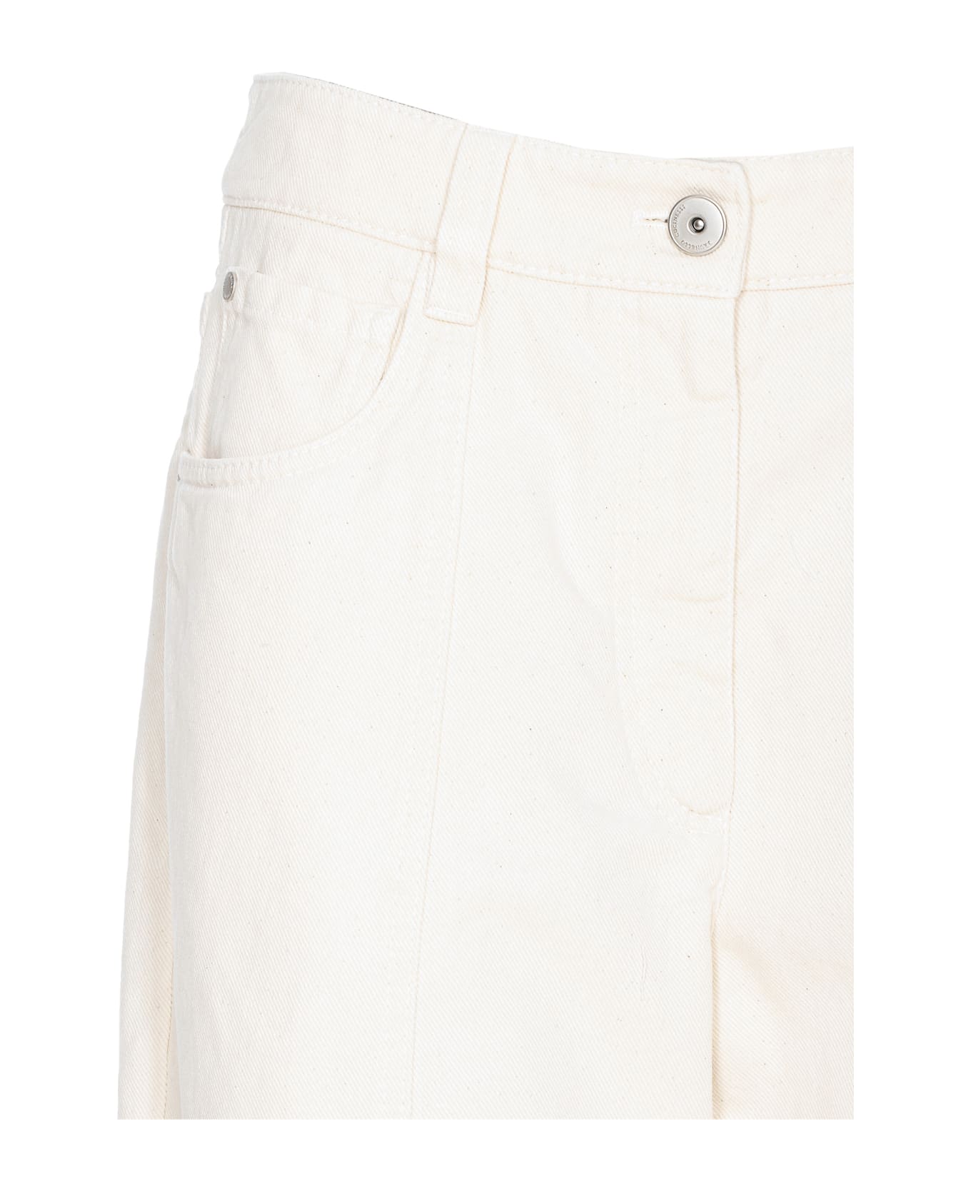 Brunello Cucinelli Denim Cropped Pants - White