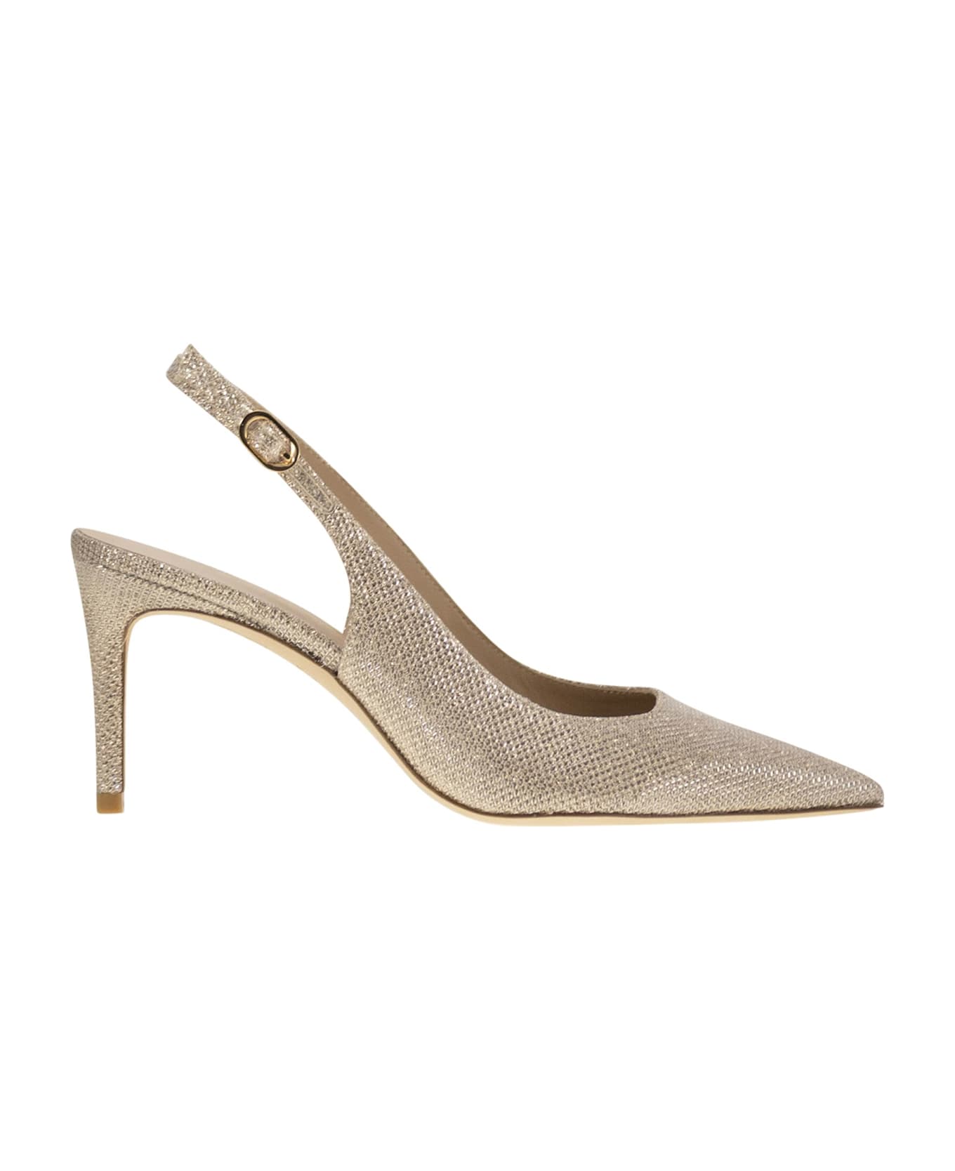 Stuart Weitzman Stuart Power - Metallised Fabric Slingback - Gold