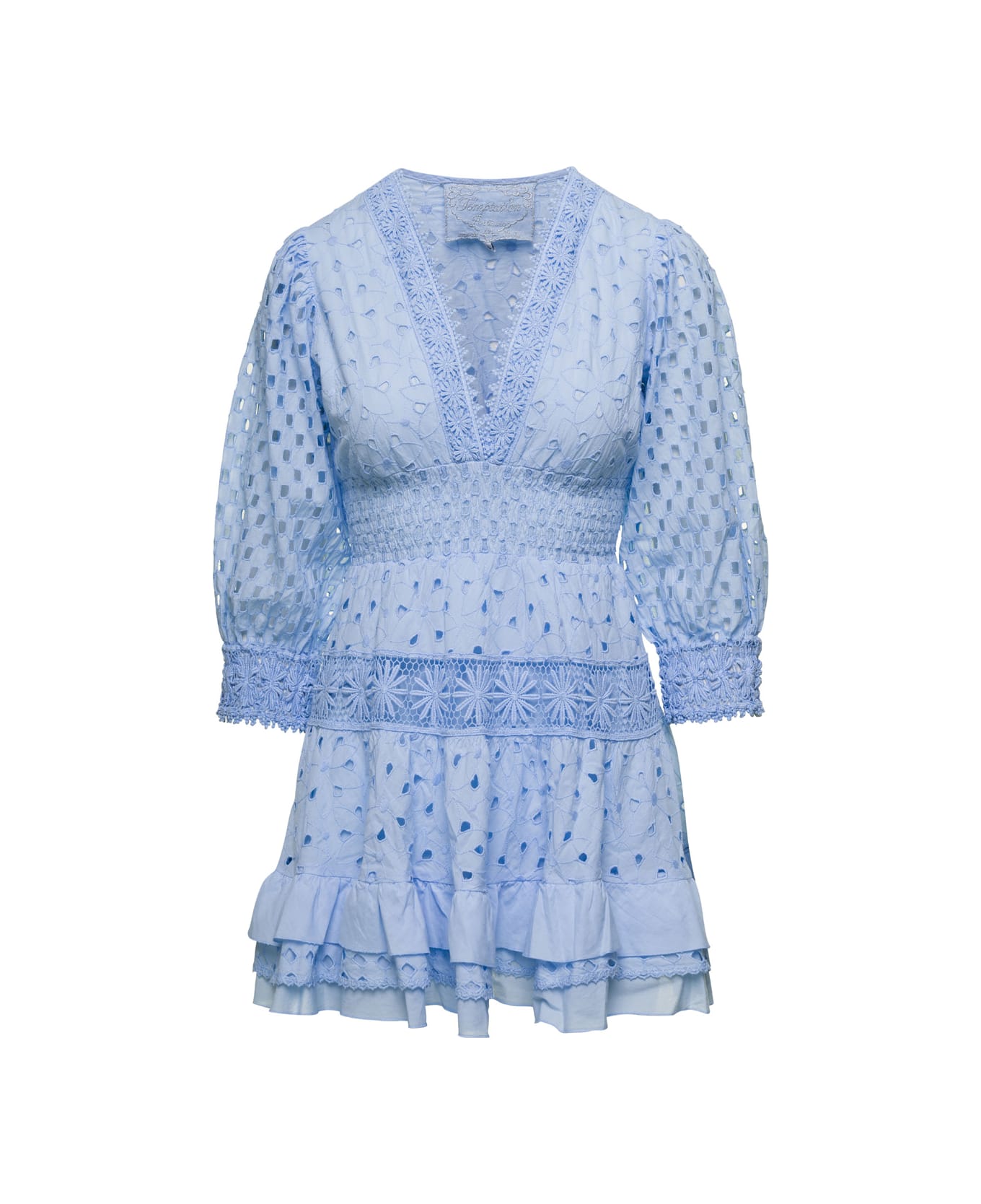 Temptation Positano Embroidered Dress - Light blue