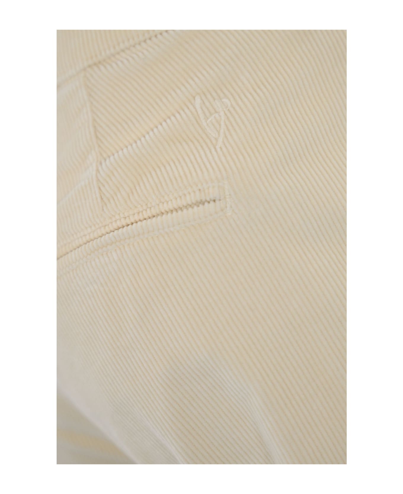 Hand Picked "rosa" White Ribbed Chino Trousers - BIANCO LATTE