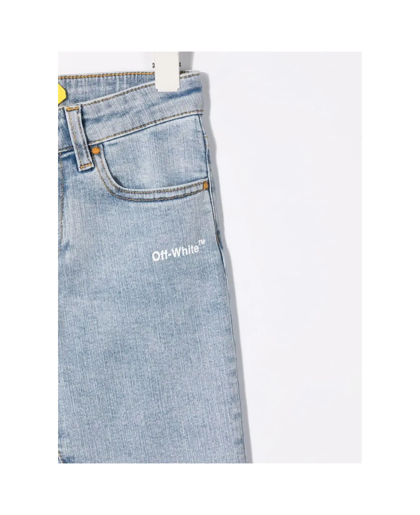 Off-White Kids Ow Helvetica Jeans In Light Denim - Light blue