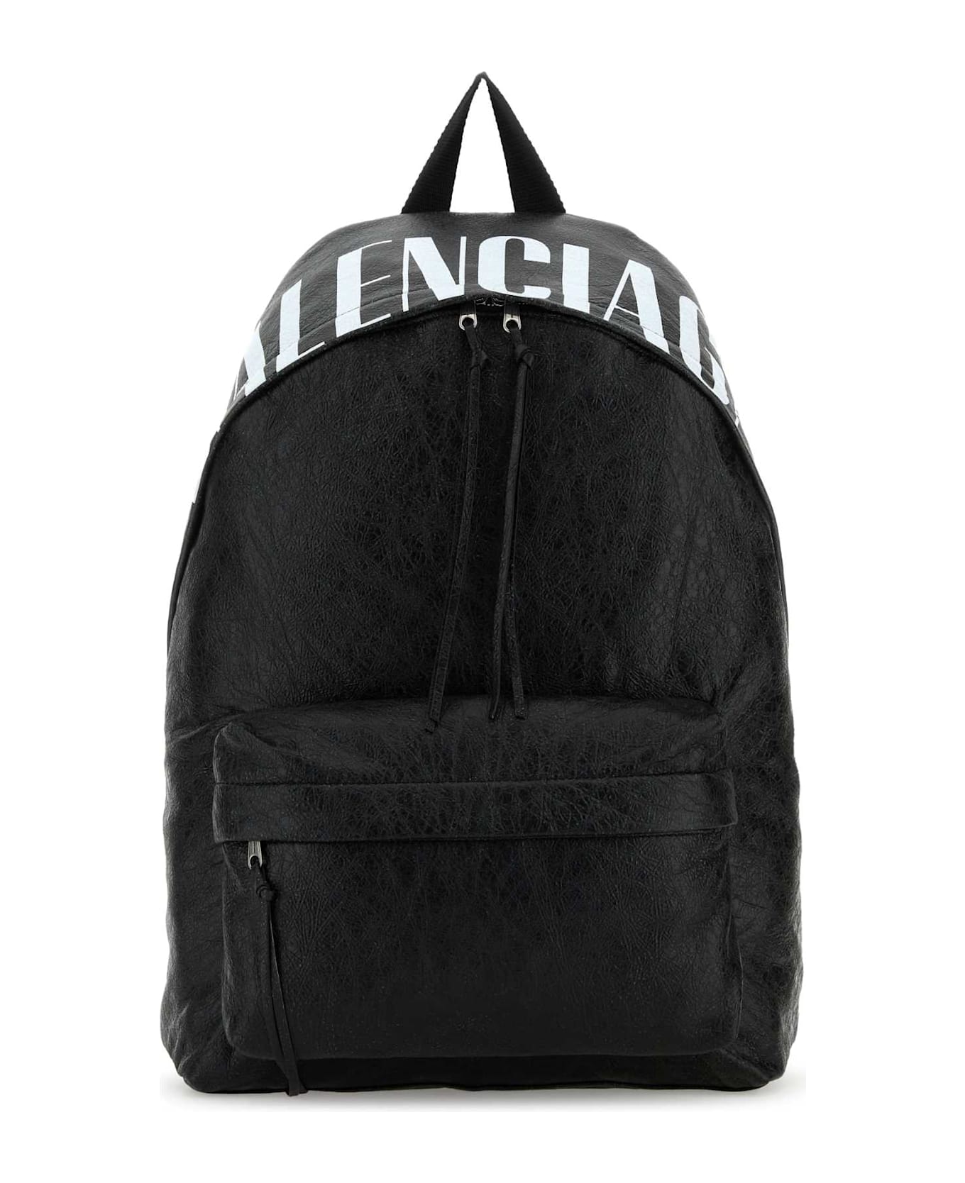 Balenciaga Black Leather Editor Backpack - BLACK/L WHITE