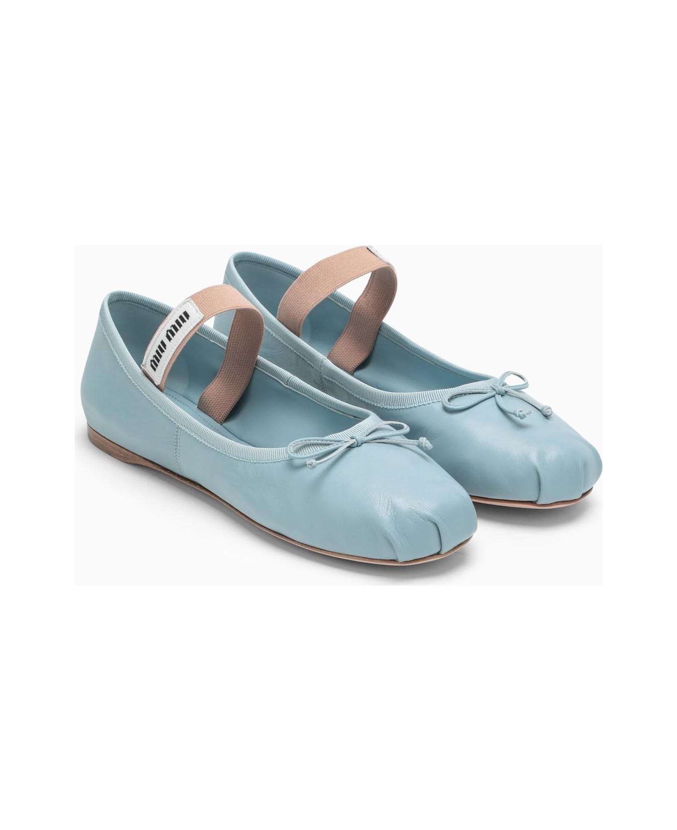 Miu Miu Blue Satin Ballerina - Cielo