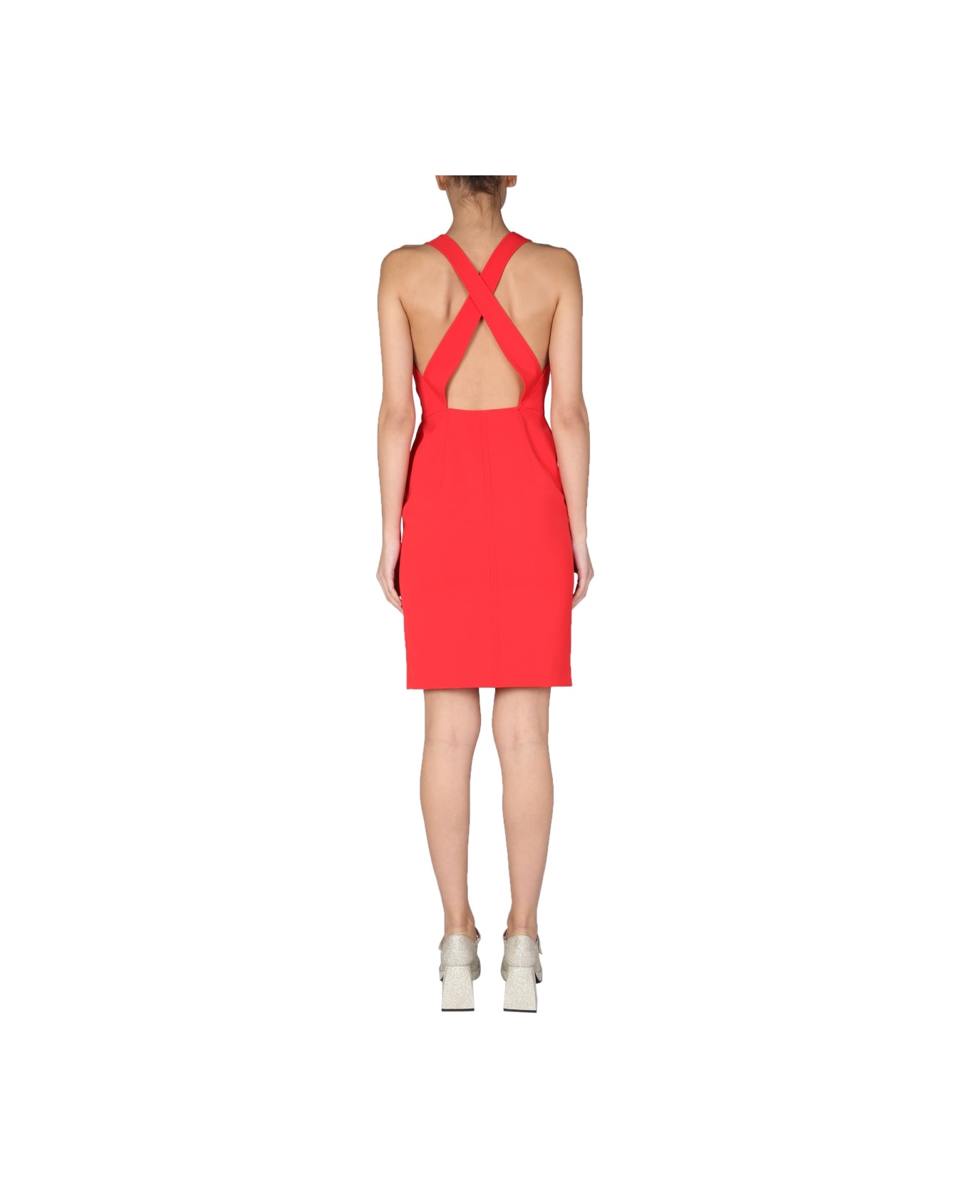 Boutique Moschino Dress With Cut Out Detail - RED