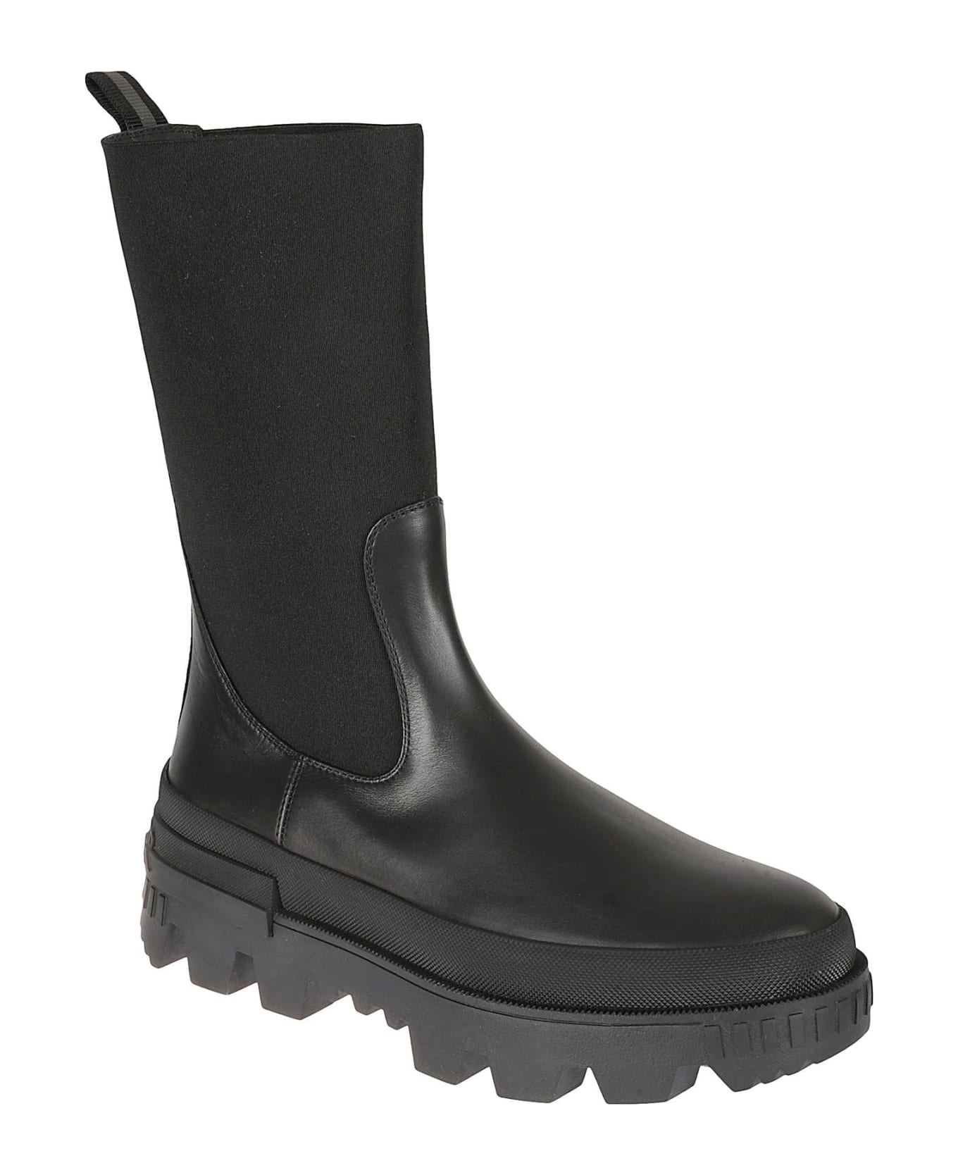Moncler Leather Logo Boots - Black ブーツ