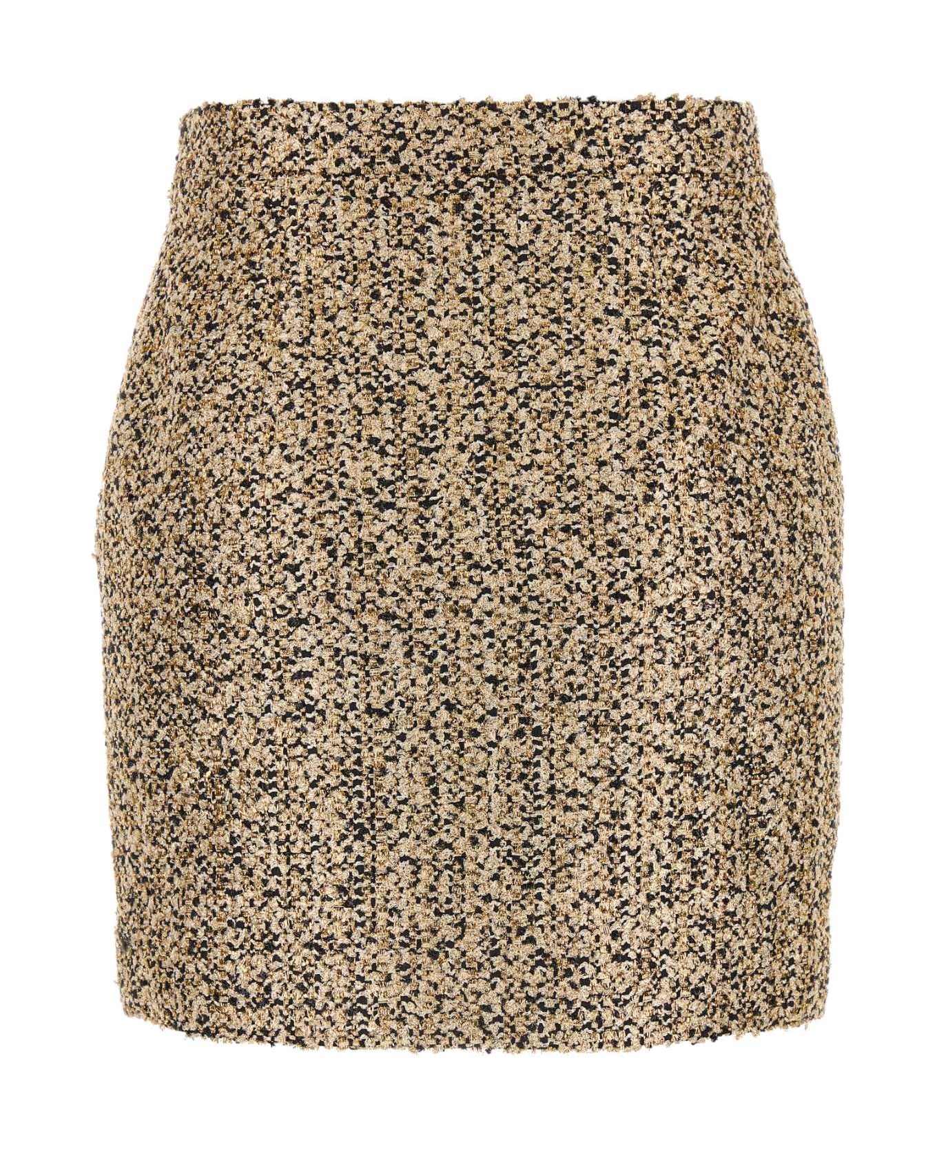 Alessandra Rich Multicolor Tweed Mini Skirt - BLACKGOLD