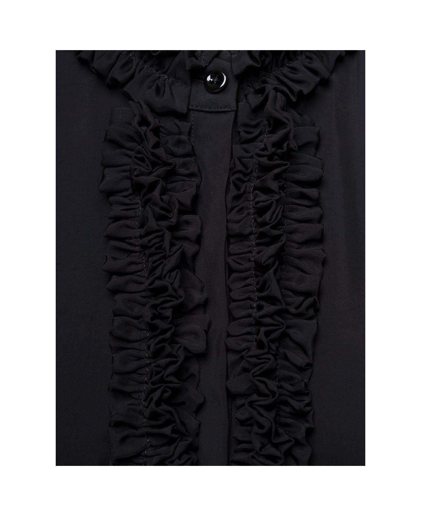 Jil Sander Black Shirt With Ruches In Viscose Woman - Black