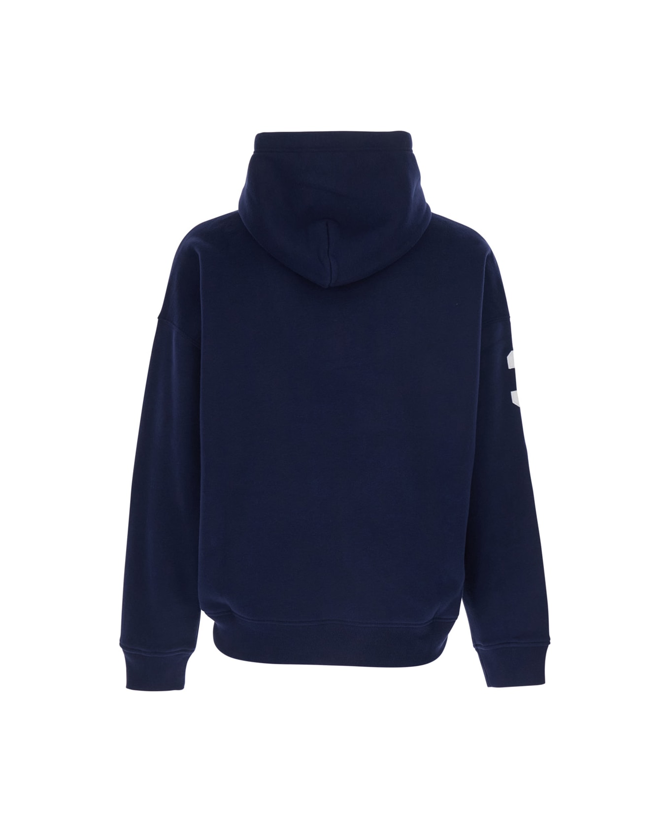Polo Ralph Lauren 'regular Fit' Blue Hoodie With Maxi Horse Embroidery On The Front And Lettering Logo In Cotton Blend Man - Blu