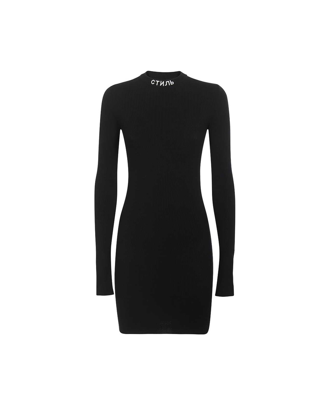 HERON PRESTON Ribbed Knit Dress - black ワンピース＆ドレス
