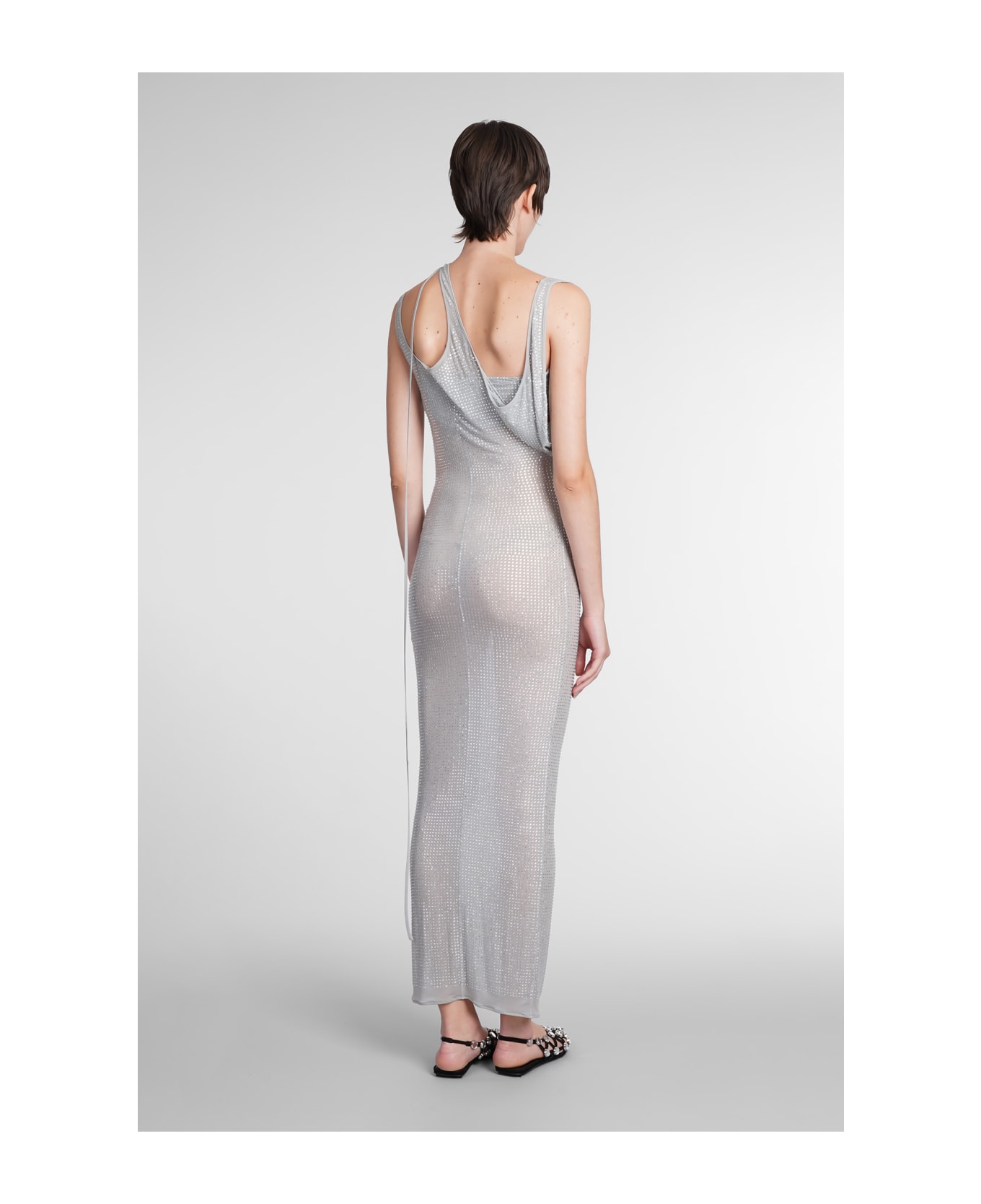 The Attico Dress In Silver Polyamide Polyester - silver