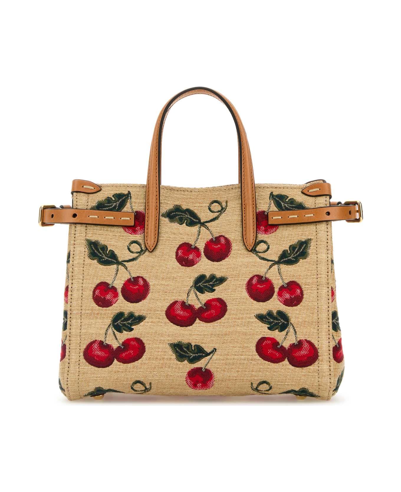 Valentino Garavani Embroidered Raffia Small Antibes Handbag - NATURALEMULTICOLORNATURALCAMEL