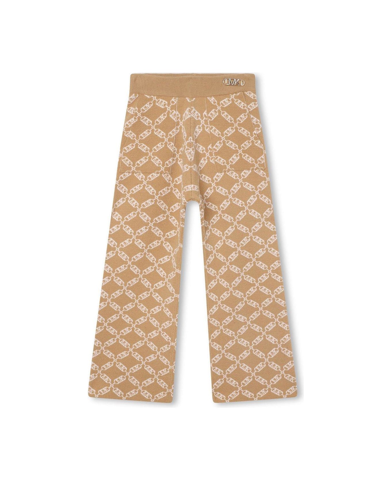 Michael Kors Empire Logo Print Knit Track Pants - Beige Scuro ボトムス