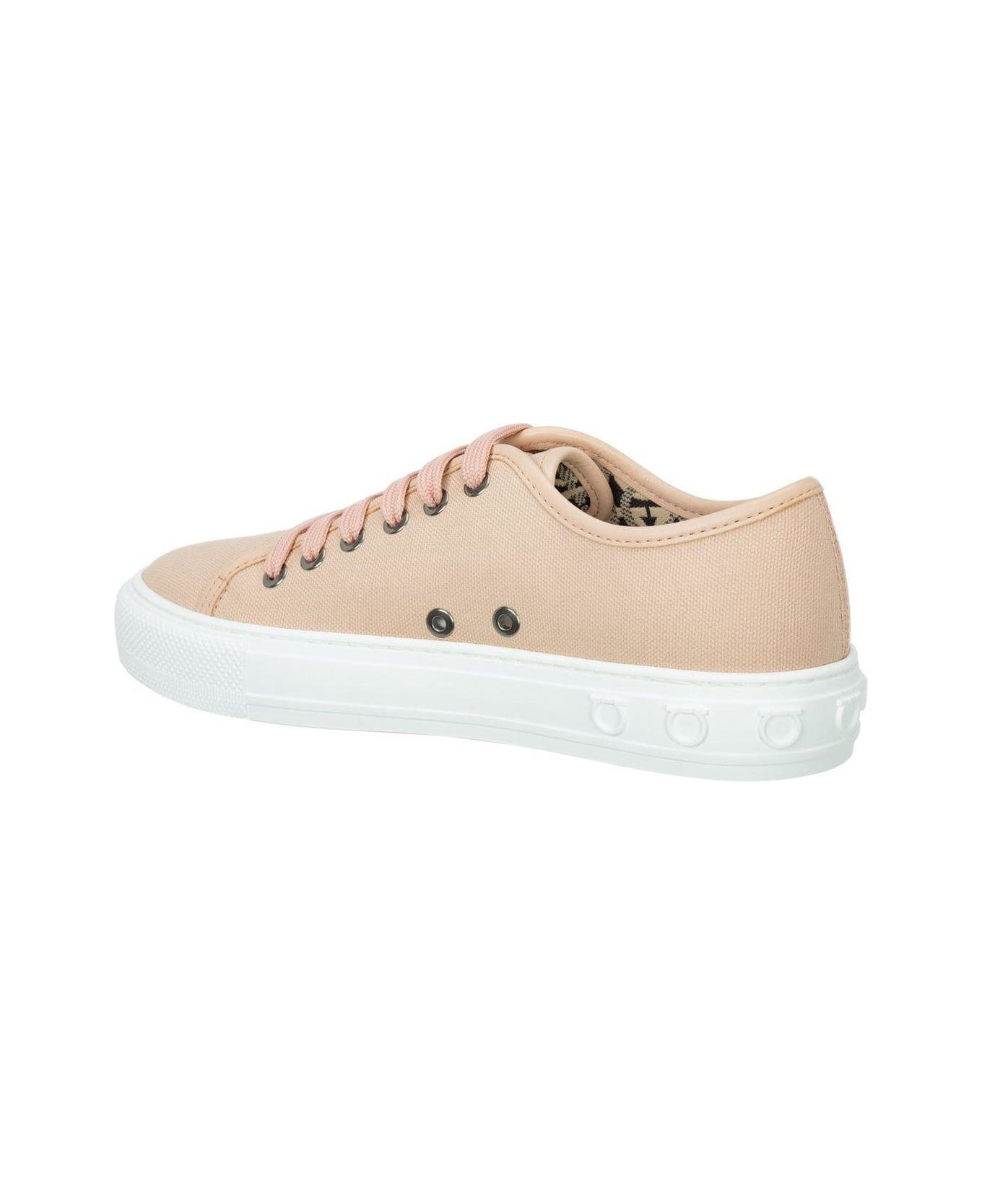 Ferragamo Logo Embossed Lace-up Sneakers - Pink
