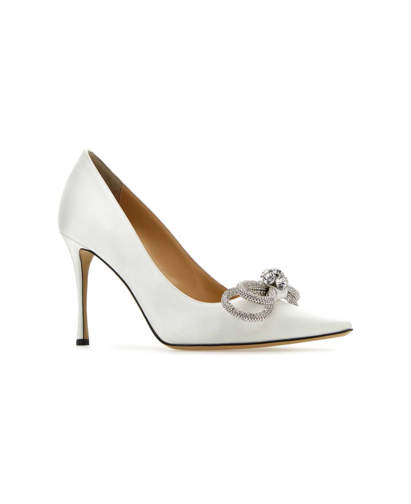 Mach & Mach White Satin Pumps - WHITE