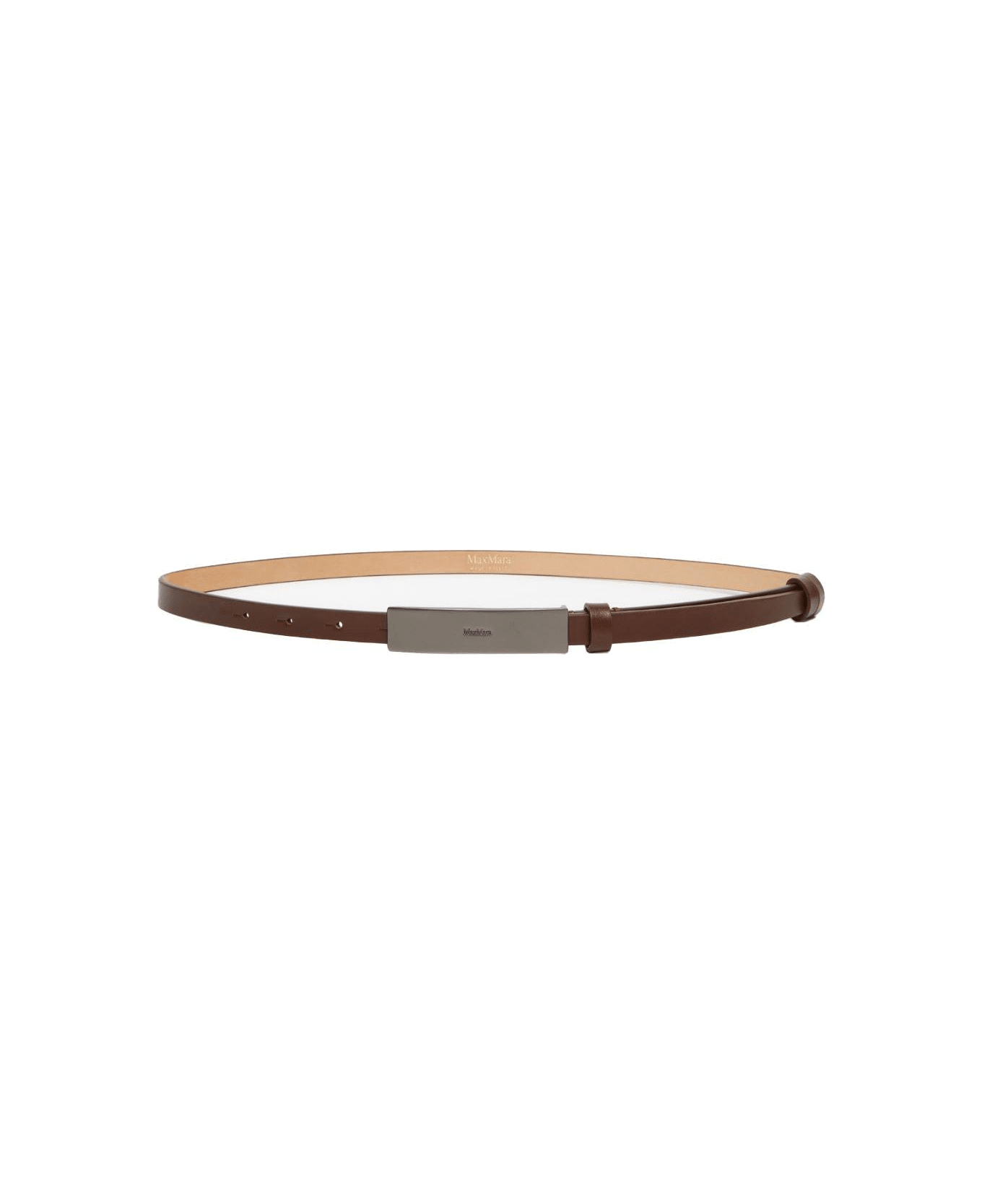 Max Mara Logo Engraved Buckle Belt - Brown