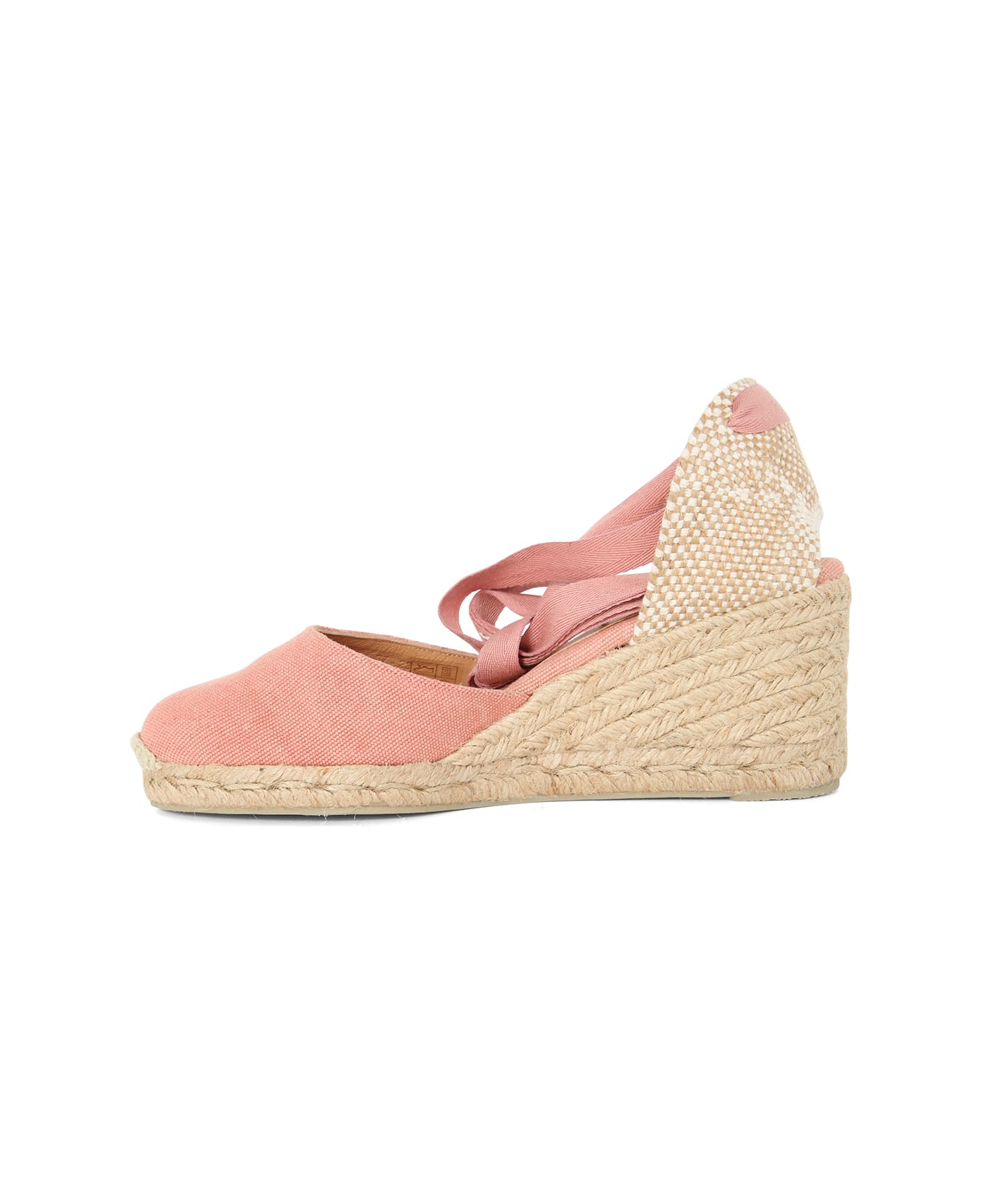 Castañer Carina Espadrilles Wedge Sandal With Ankle Laces - Pink ウェッジシューズ