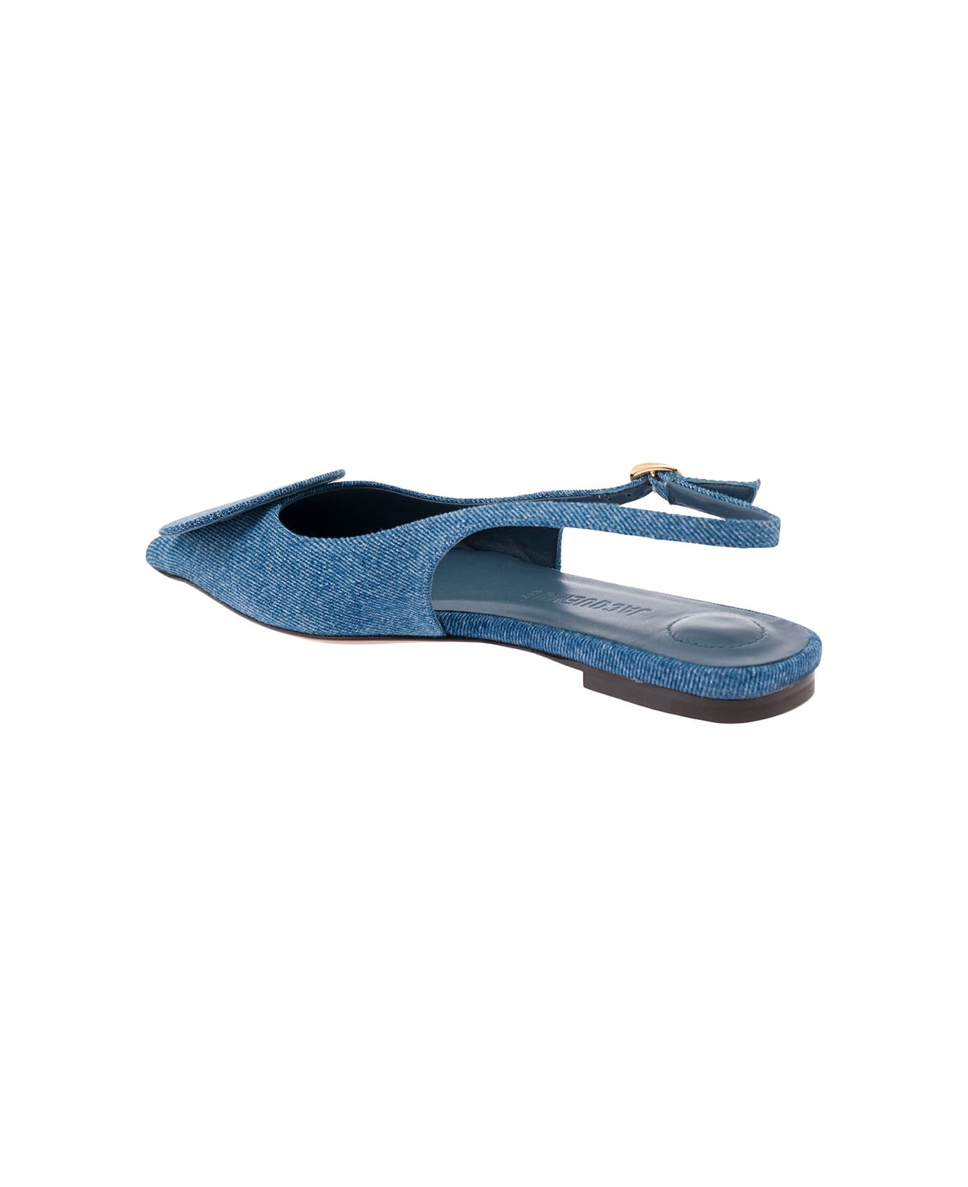 Jacquemus 'les Slingback Duele Plates' Blue Flat Sandals With Geometric Shapes In Denim Woman - Blue