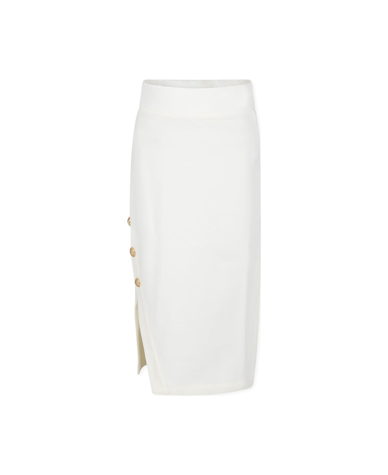 Balmain Ivory Skirt For Girl With Logo - Ivory