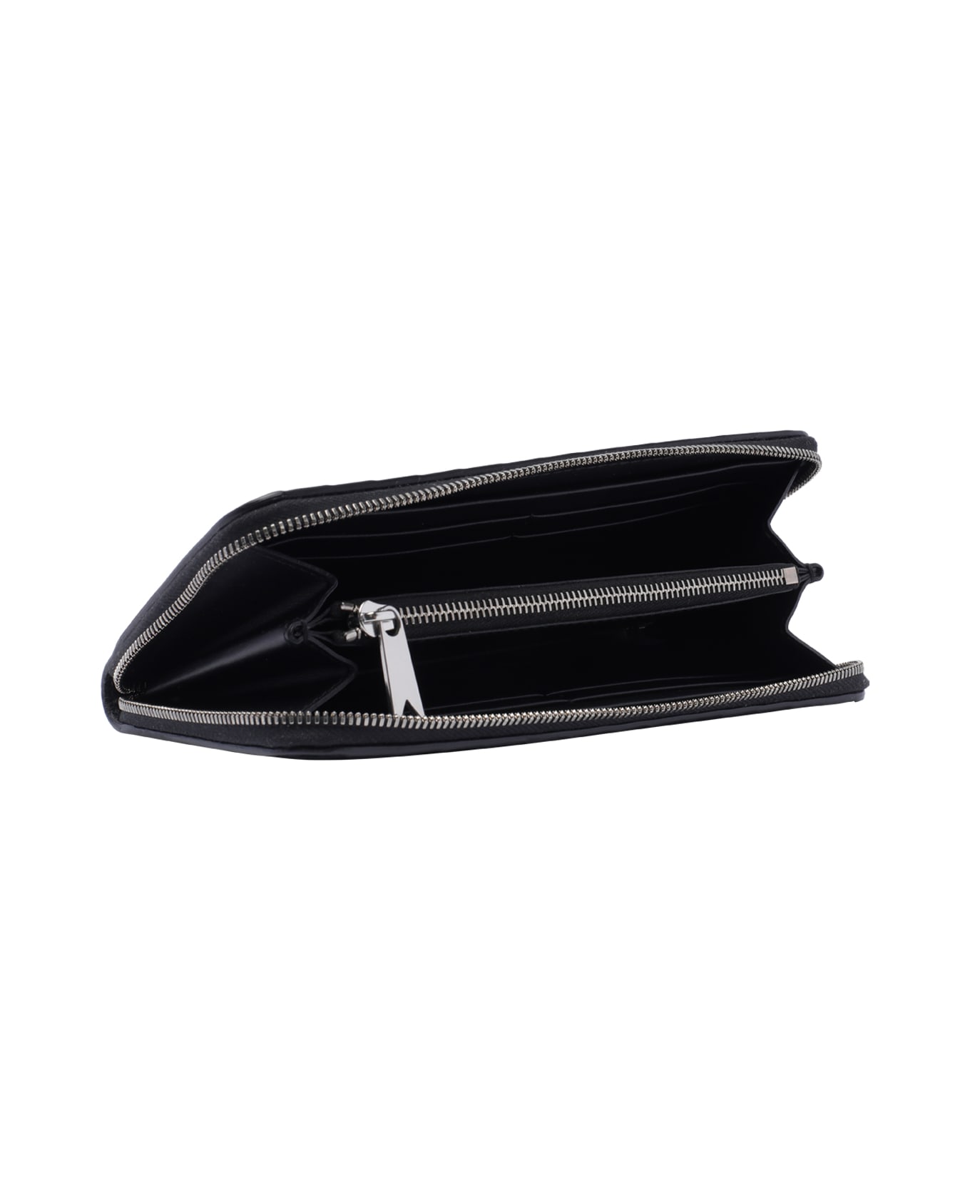 Bottega Veneta Intrecciato Small Wallet With Zip - Black