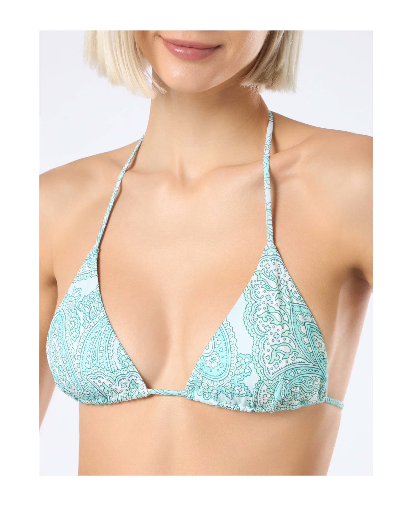 MC2 Saint Barth Woman Water Green Paisley Triangle Top Swimsuit Leah - VERDE ACQUA