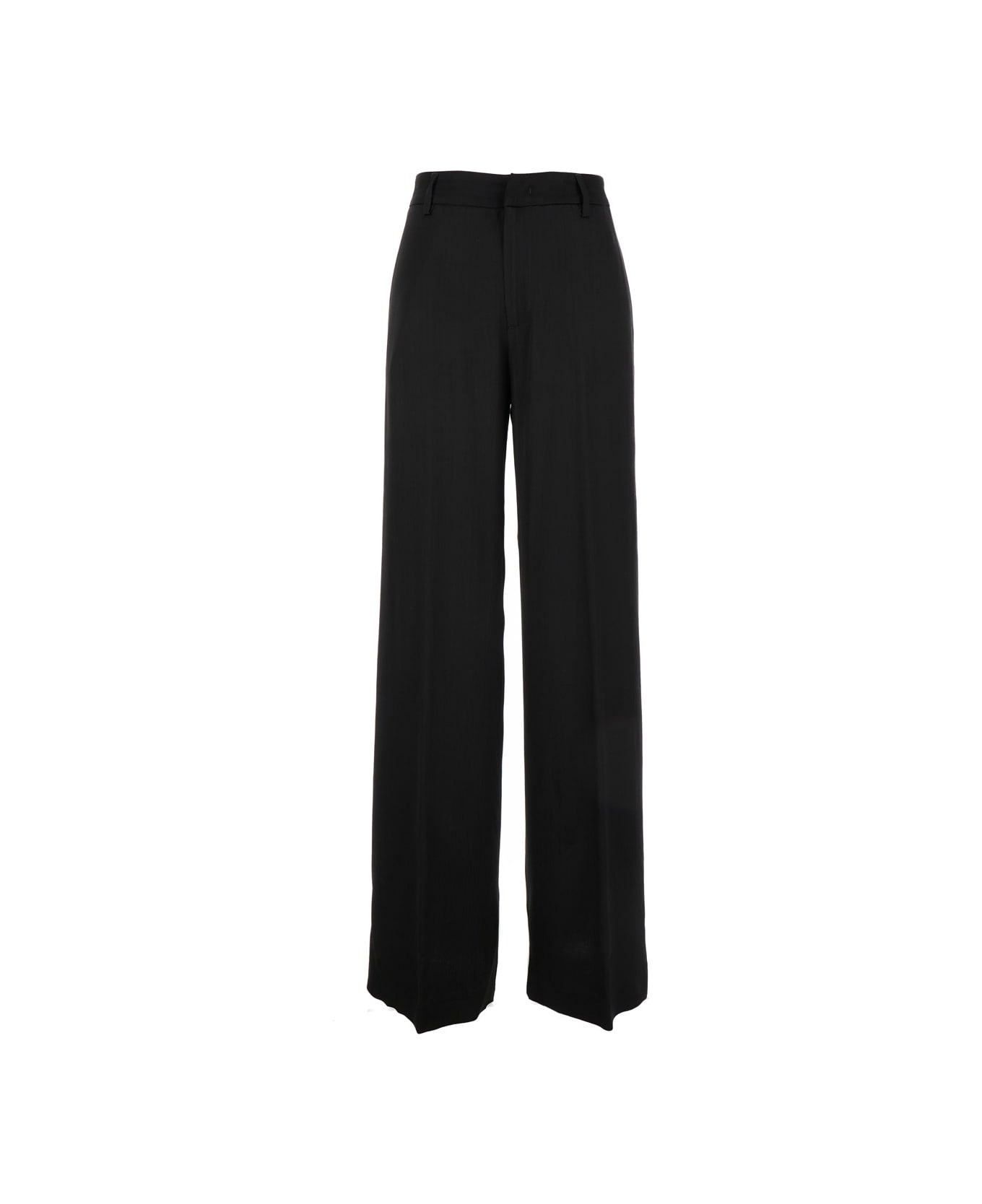 PT Torino 'lorenza' Black Relaxed Pants With Welt Pockets In Viscose Woman - Black
